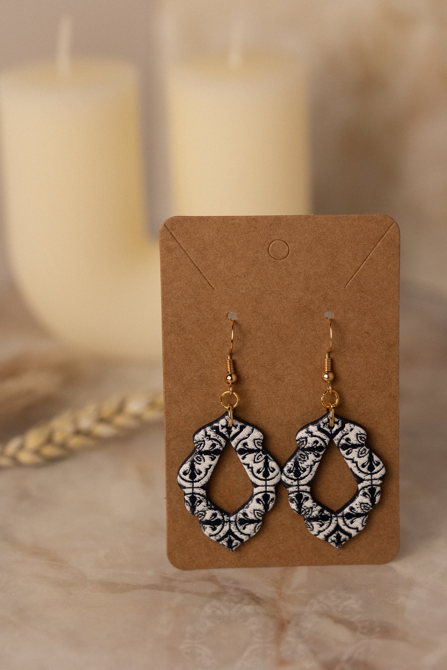 Prairie Rose Clay - Black Mosaic Cutout Earrings