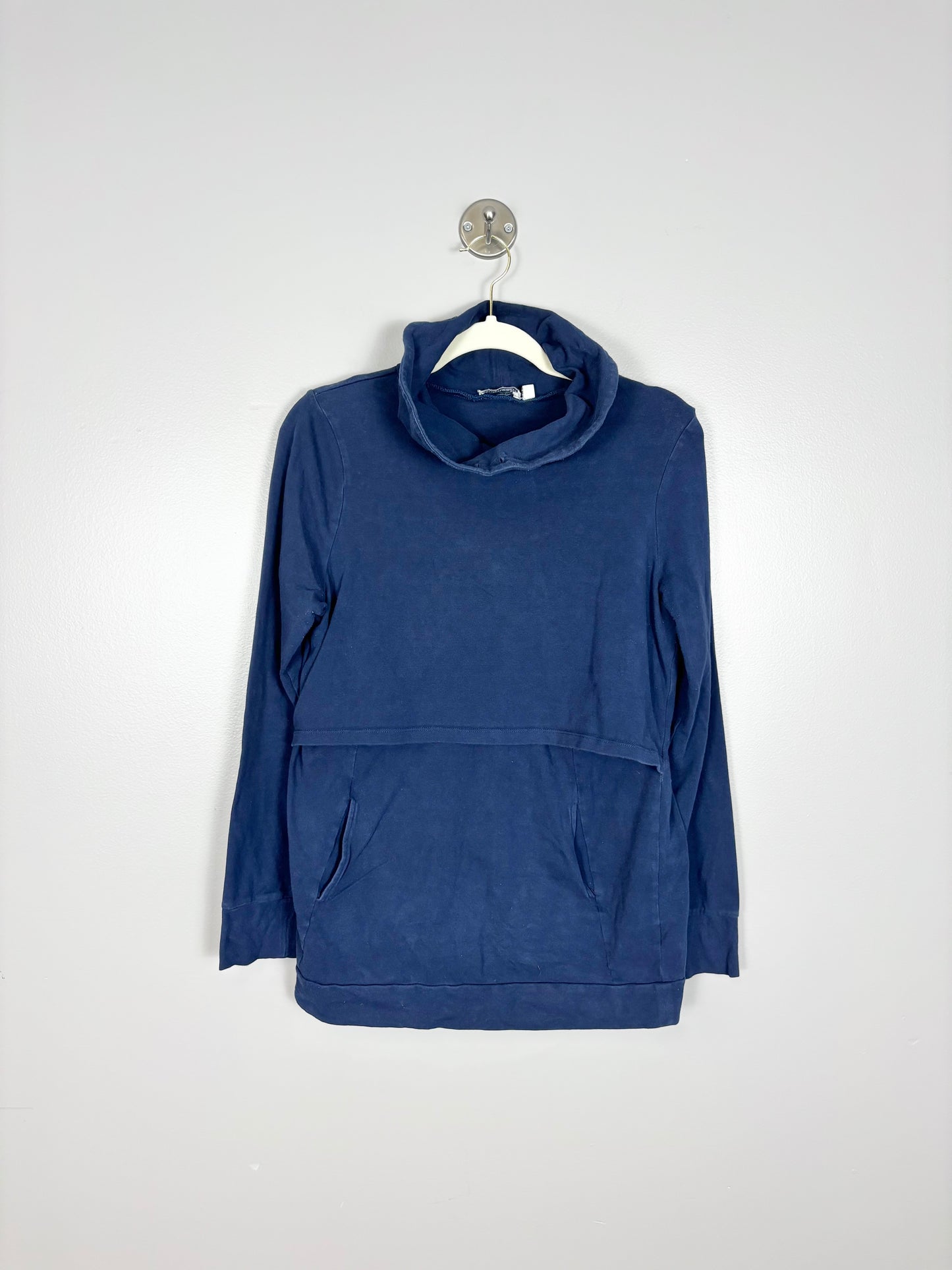 L - Momzelle Navy Nursing Cowl Neck Sweatshirt