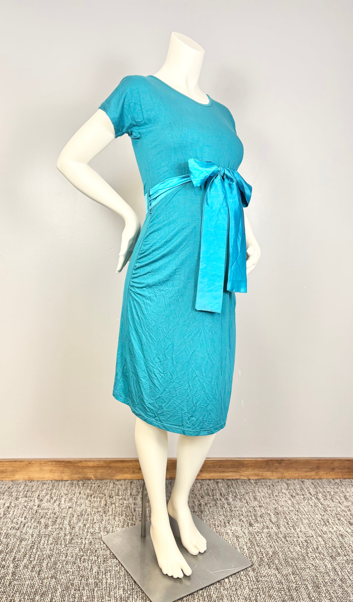 S - Modern Mommy Teal Dress