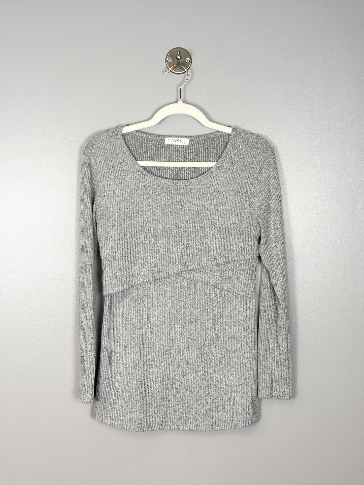 S - Hello Miz Soft Grey Ribbed Nursing Shirt