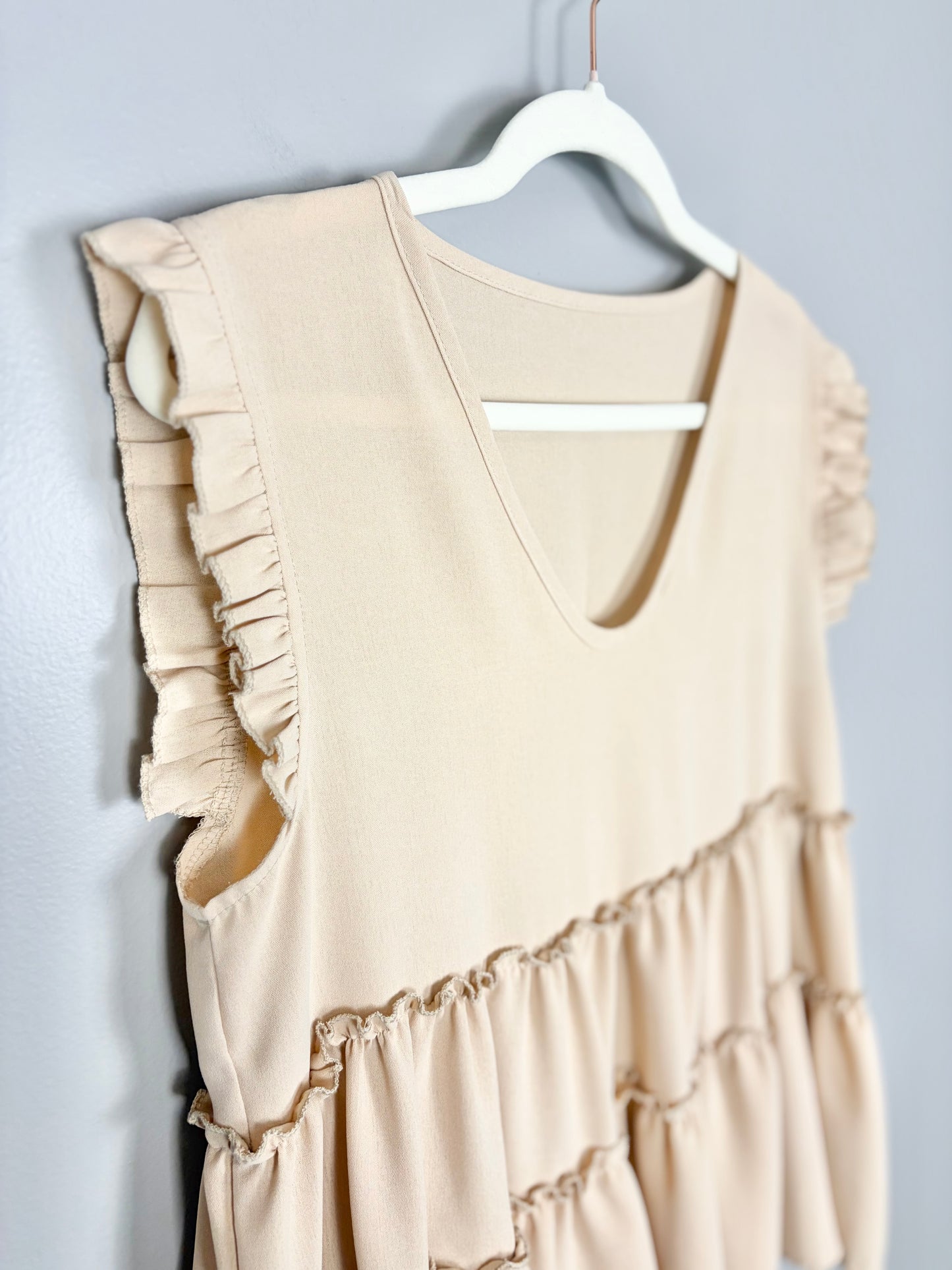 L - SHEIN Peach Ruffle Shirt