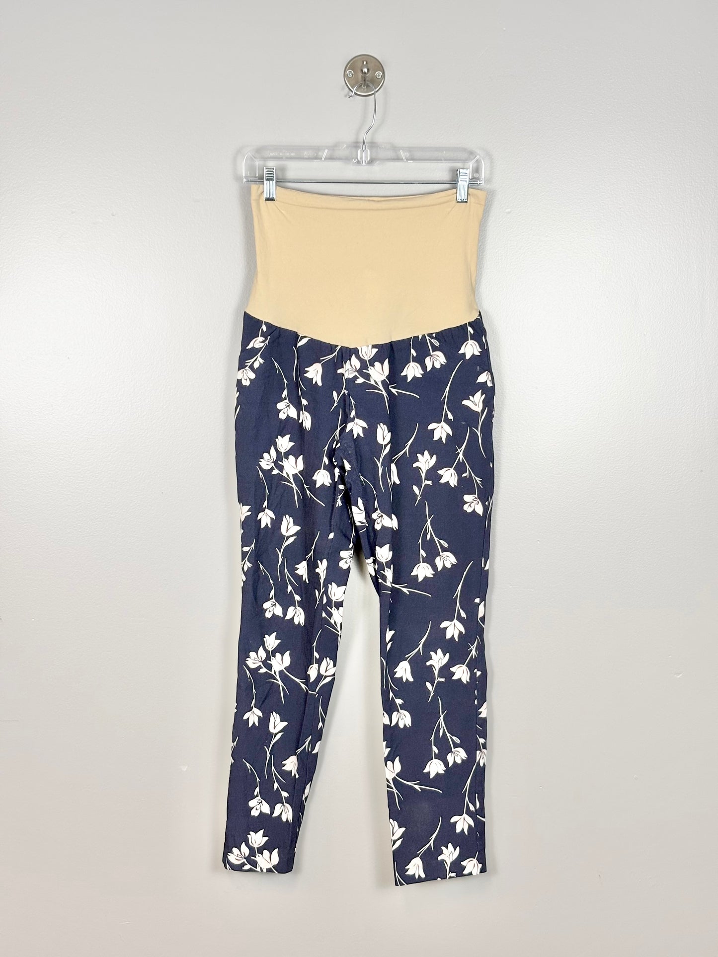 L - Motherhood Navy Floral Crop Pant