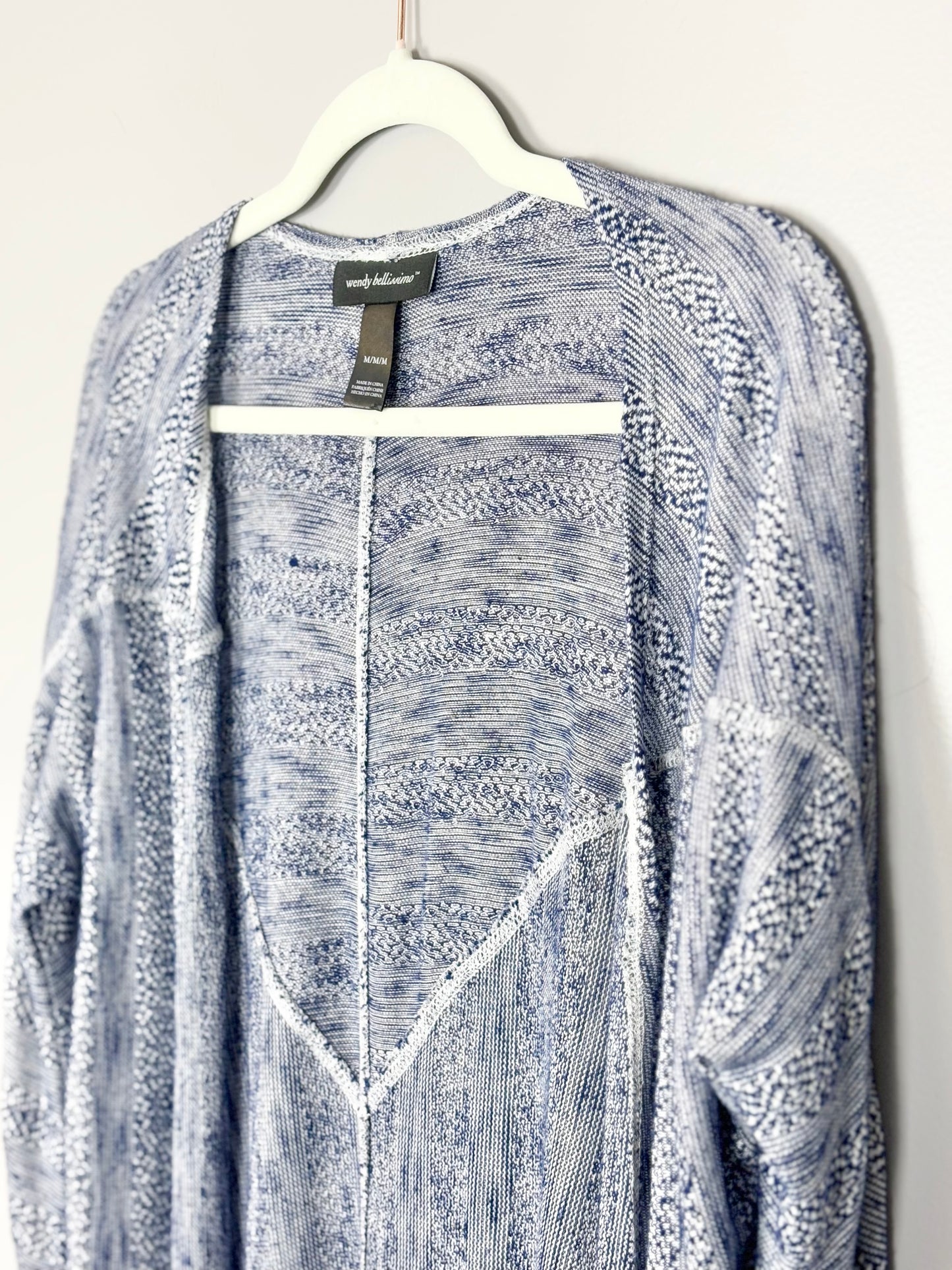 M - Wendy Bellissimo Variegated Blue Cardigan