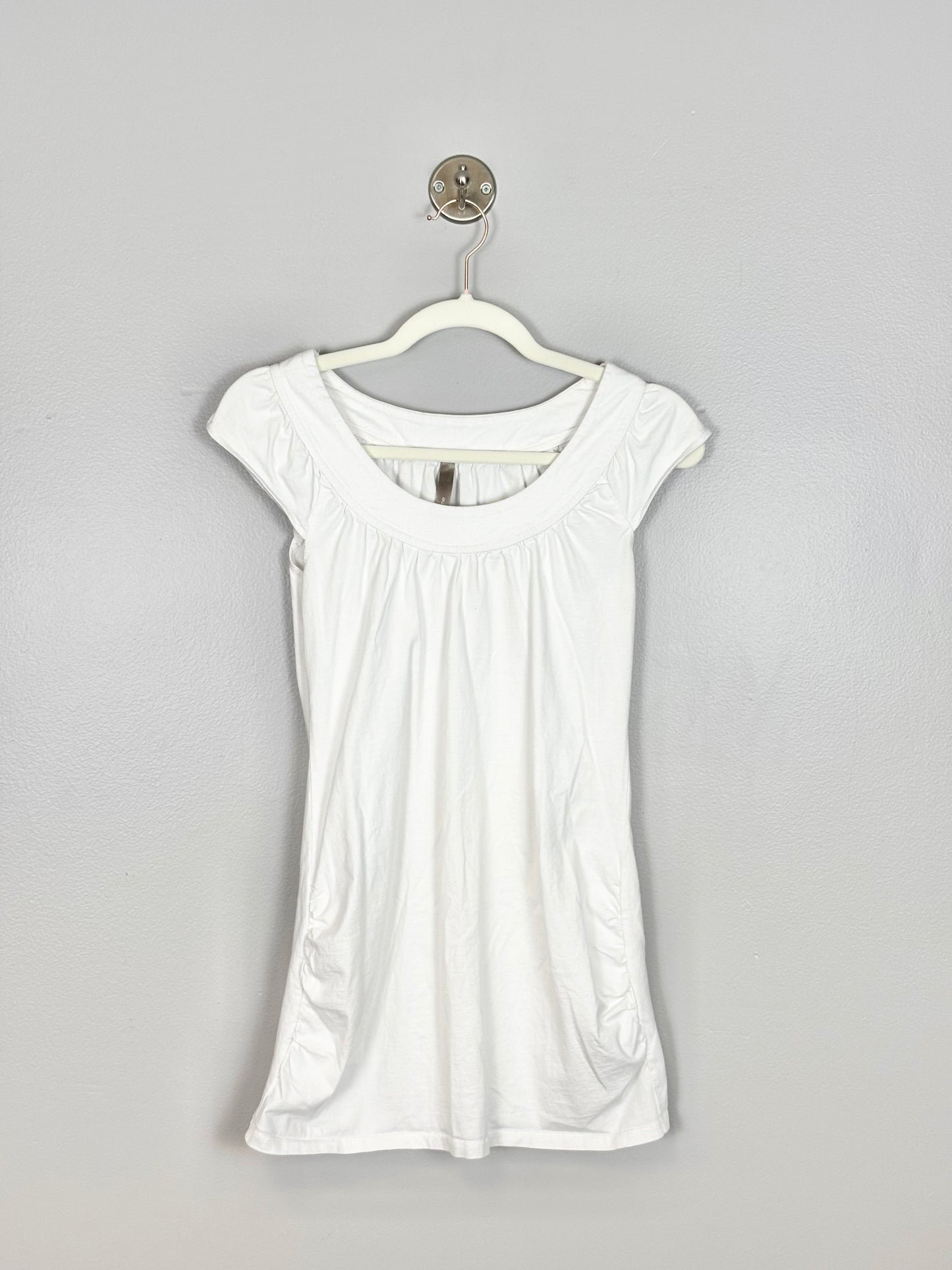 M - Thyme White Cap Sleeve Cotton Tee