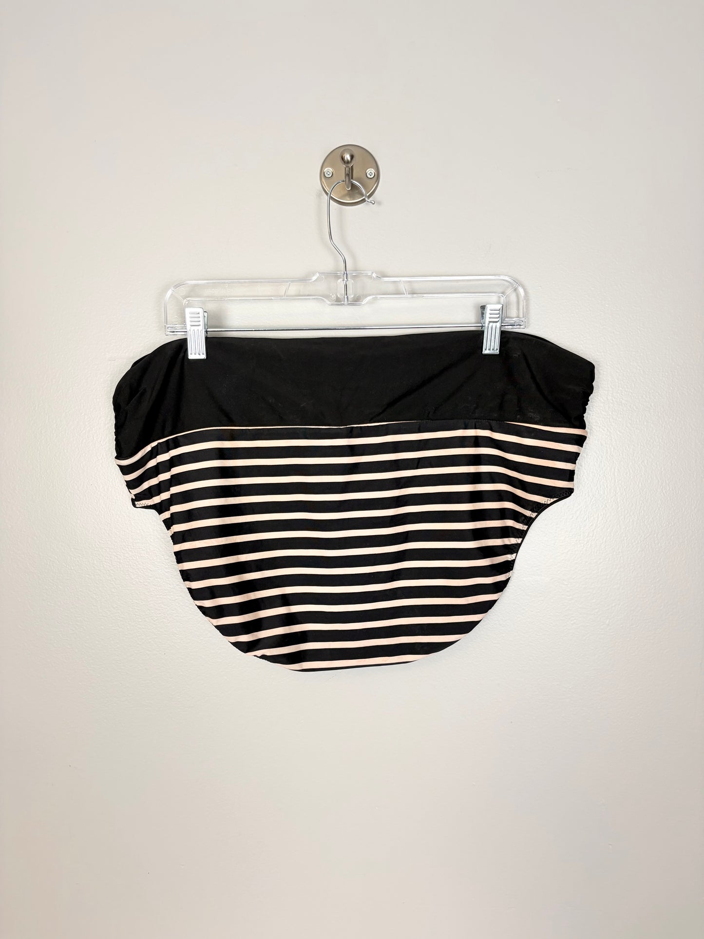 XL- Black & Peach Stripe Swim Bottoms