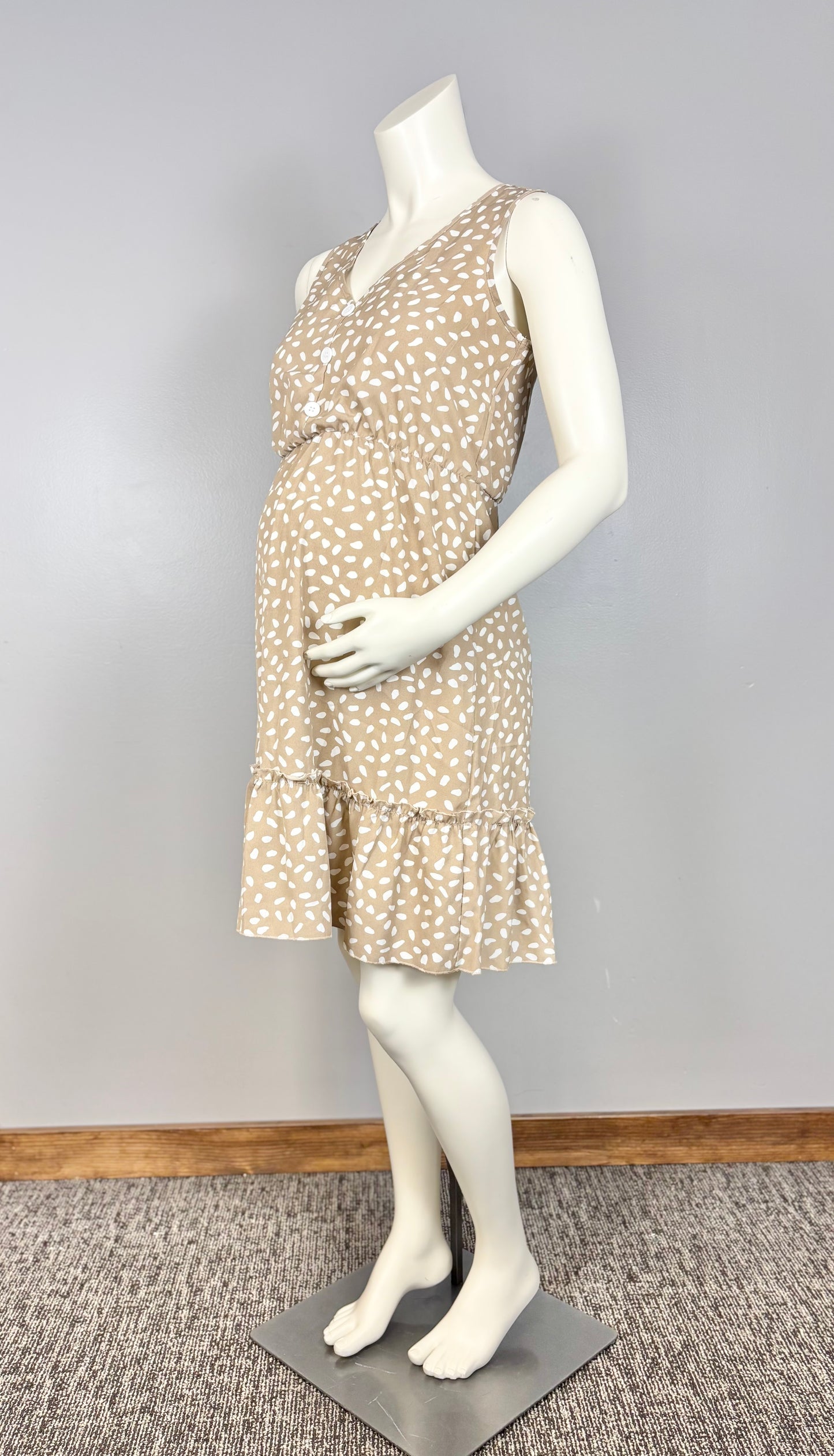 S - SHEIN Tan Abstract Dots Dress