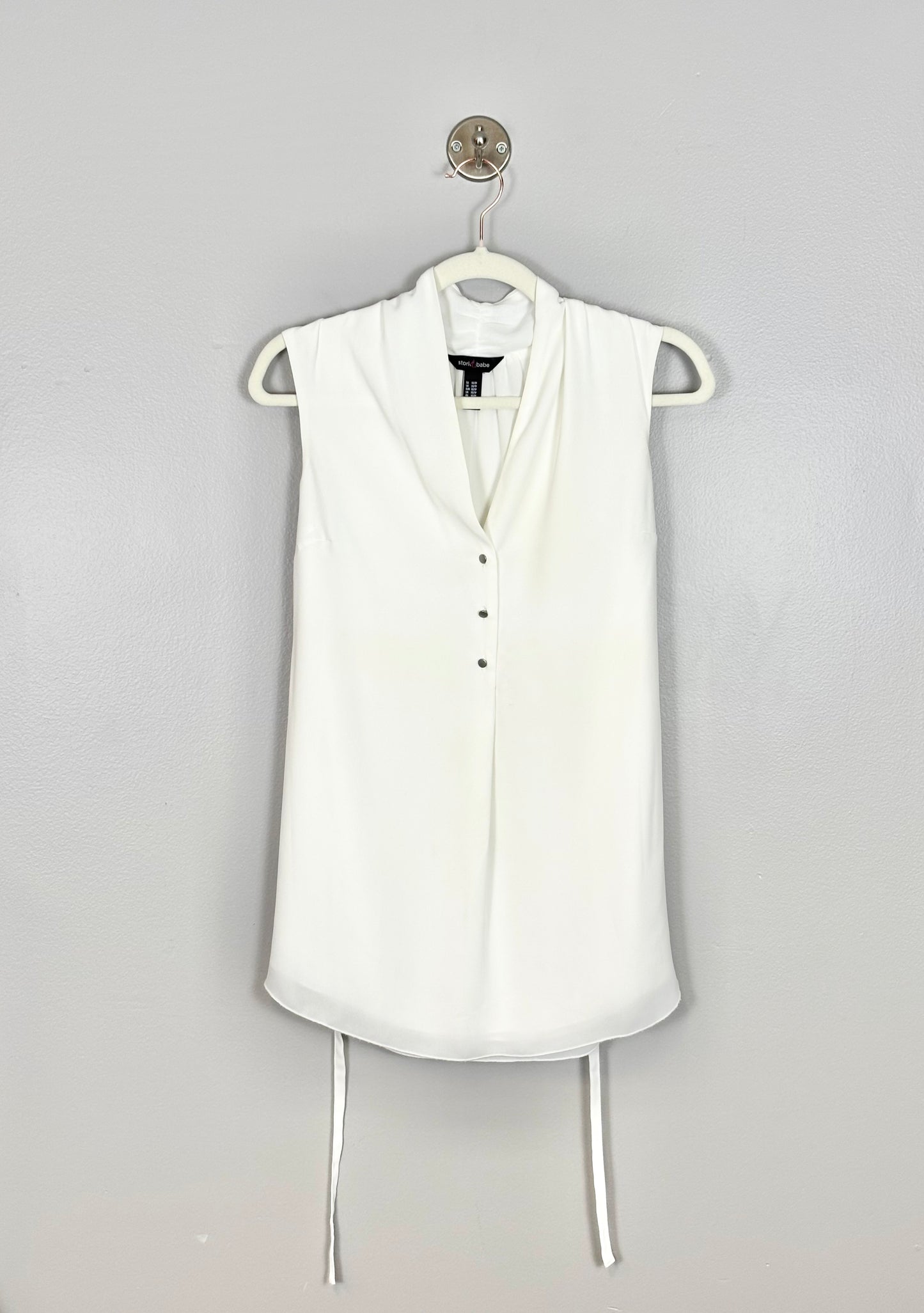 XS - Stork & Babe White Sleeveless Blouse