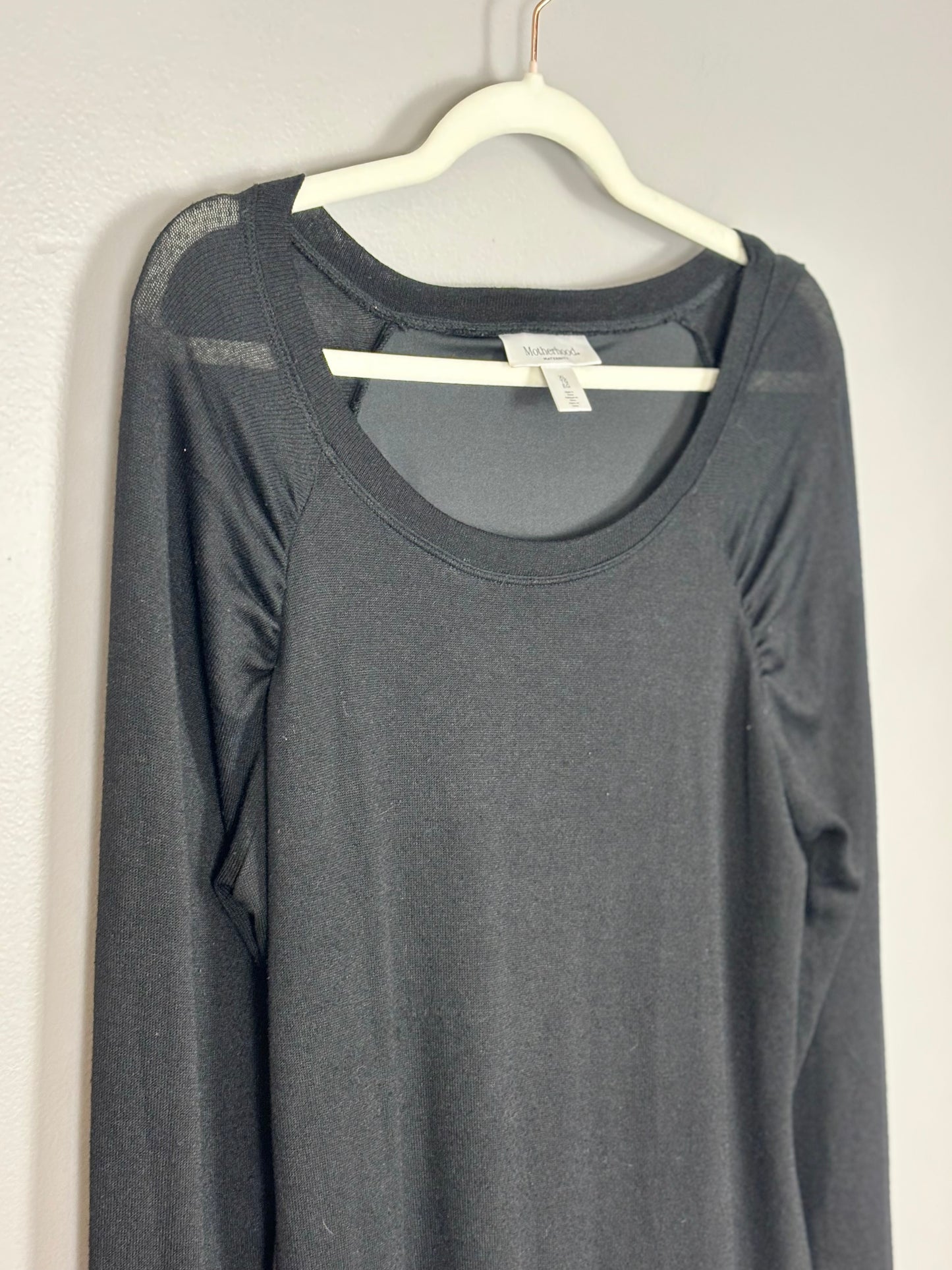 XL - Motherhood Black Knitted Long-Sleeve Dress