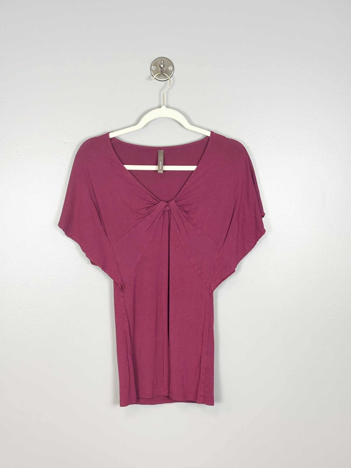 XS - Thyme Cranberry Twist-Front Shirt