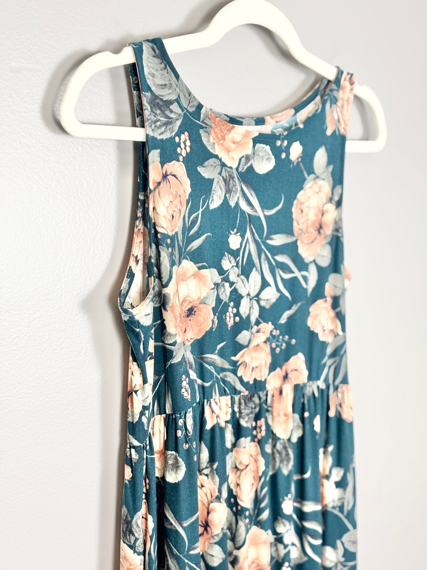 M - Pink Blush Vintage Florals Maxi Dress