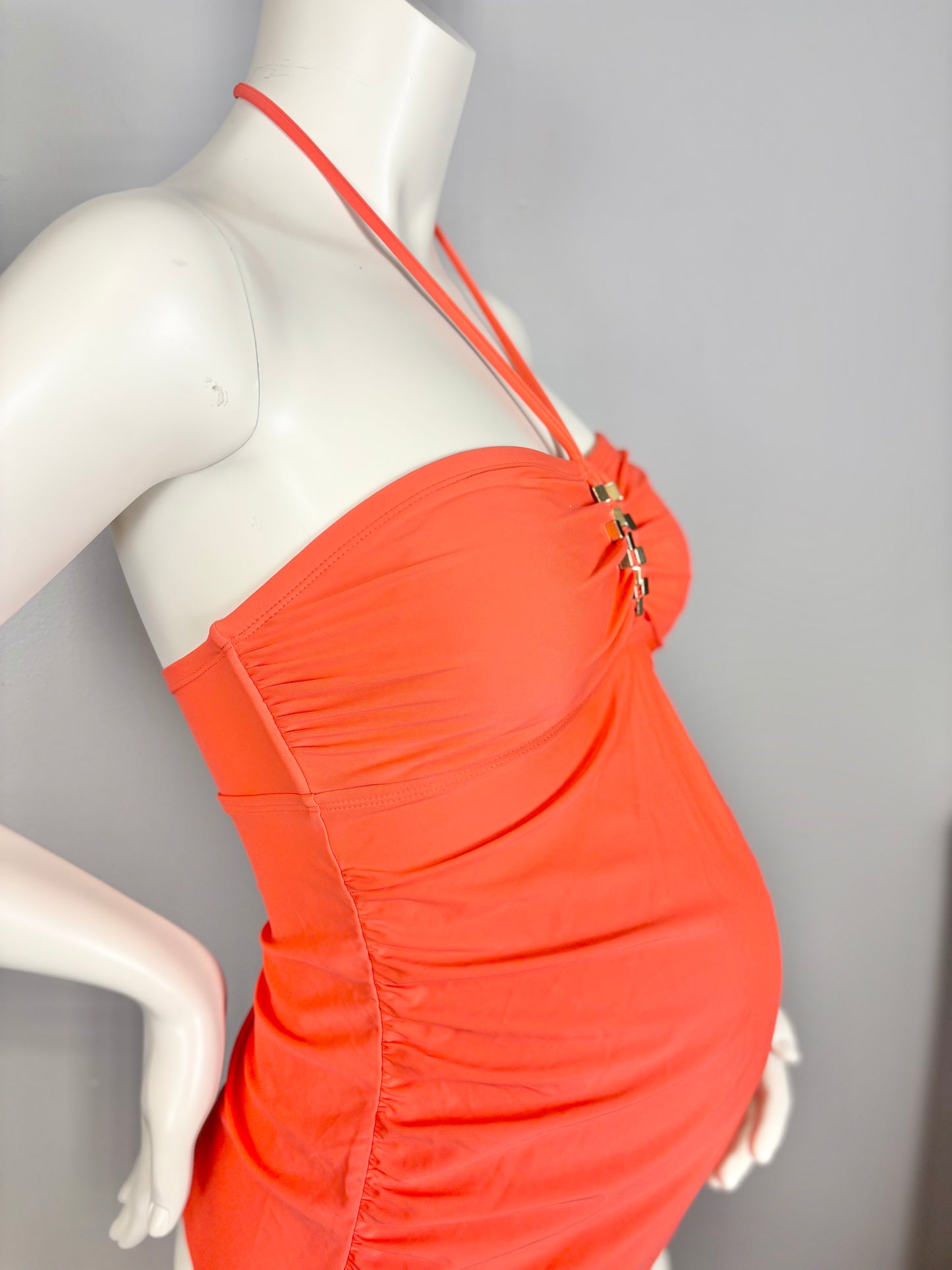 S - Liz Lange Coral Halter Swim Top