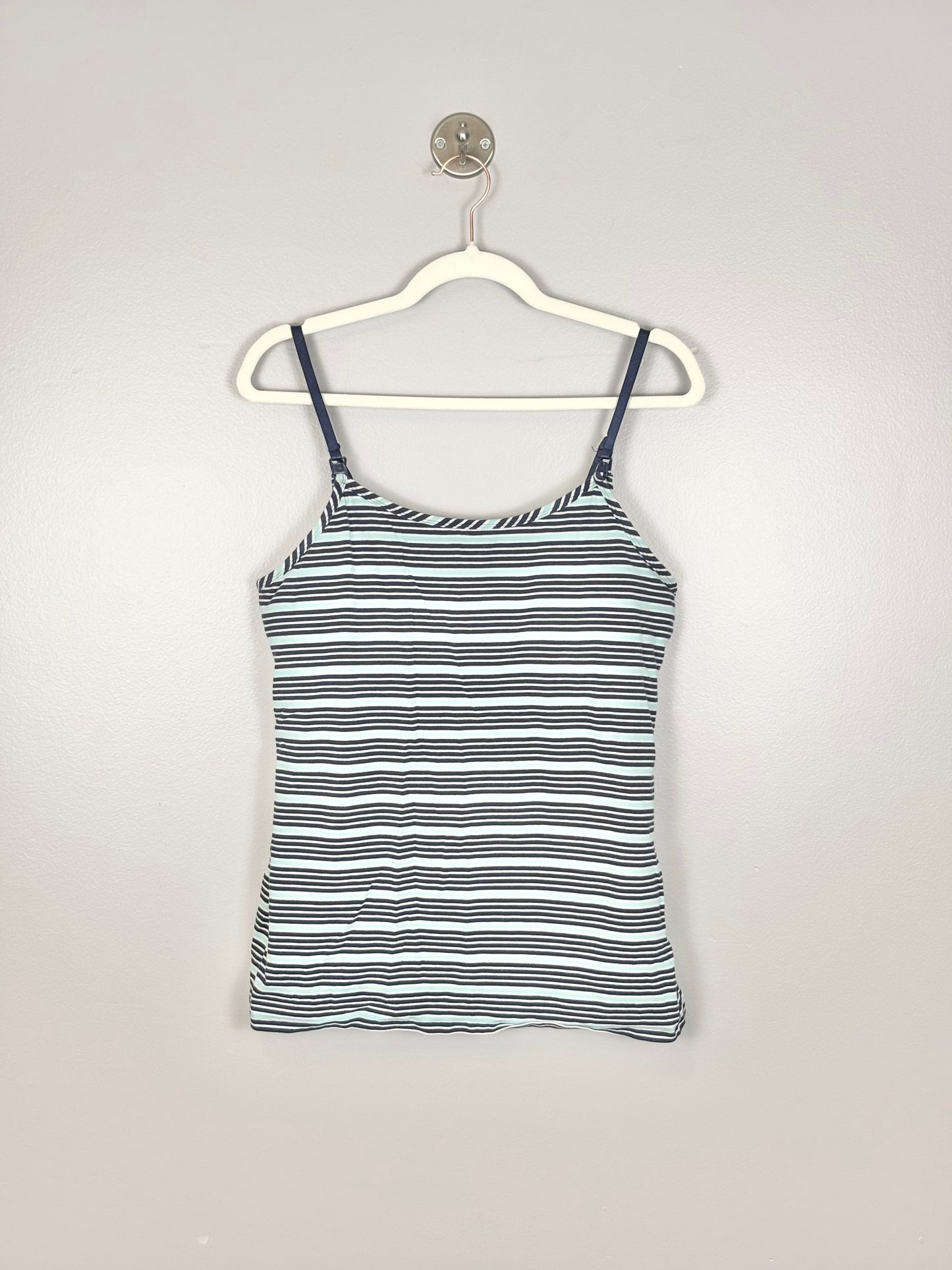 L - Thyme Teal Stripe Nursing Tank