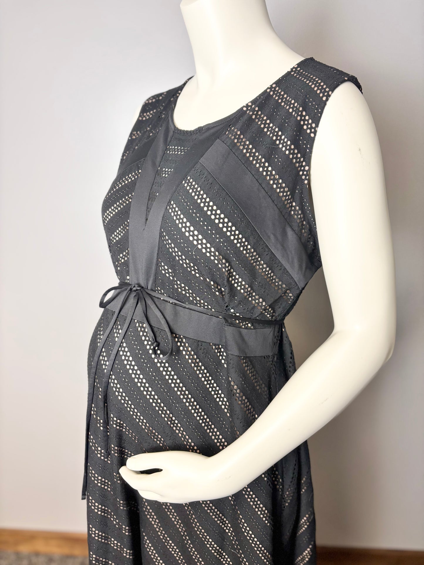L - Motherhood Black Cutout Scallop-Hem Dress
