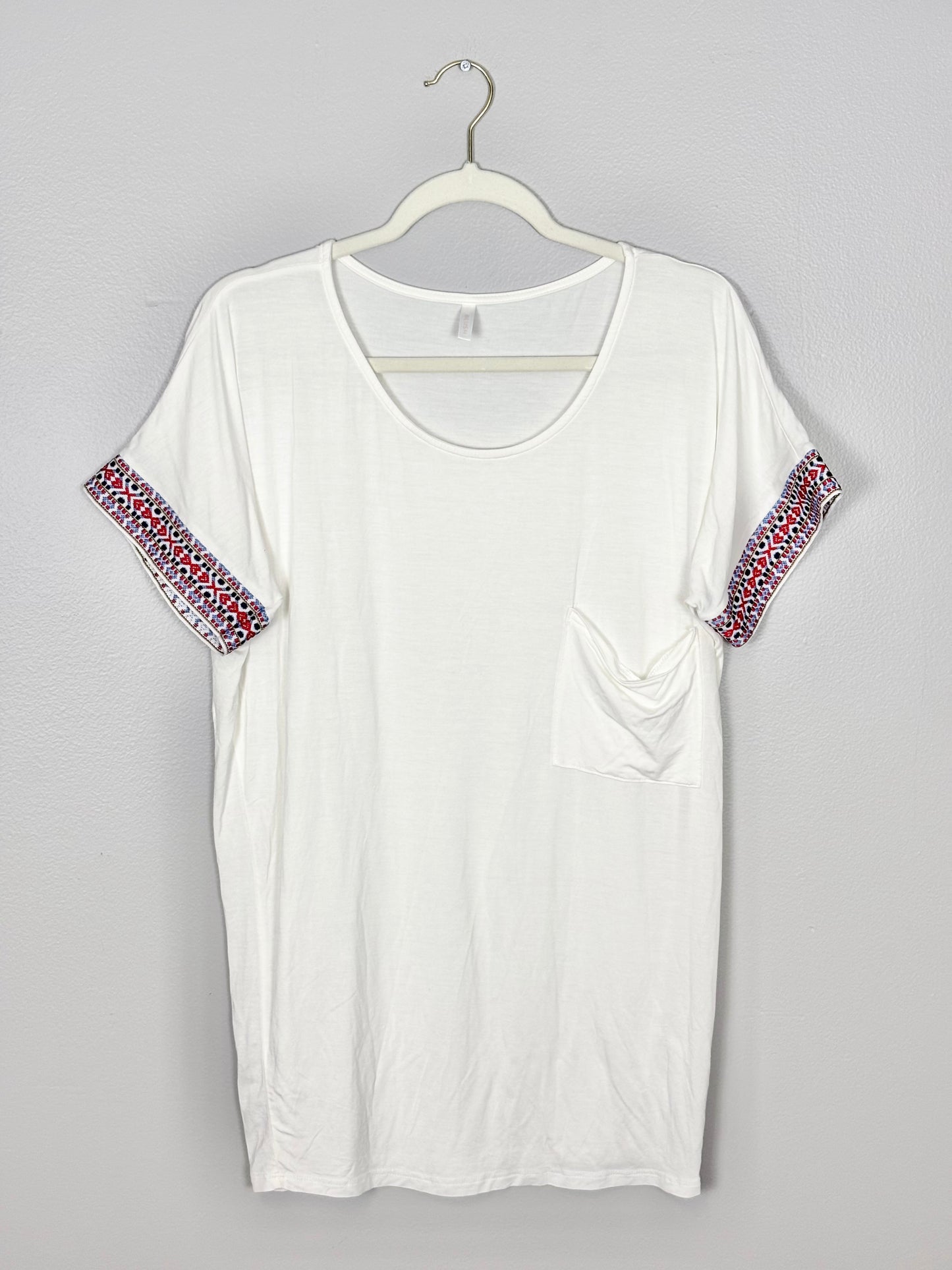 M - Pink Blush White Tapestry Top