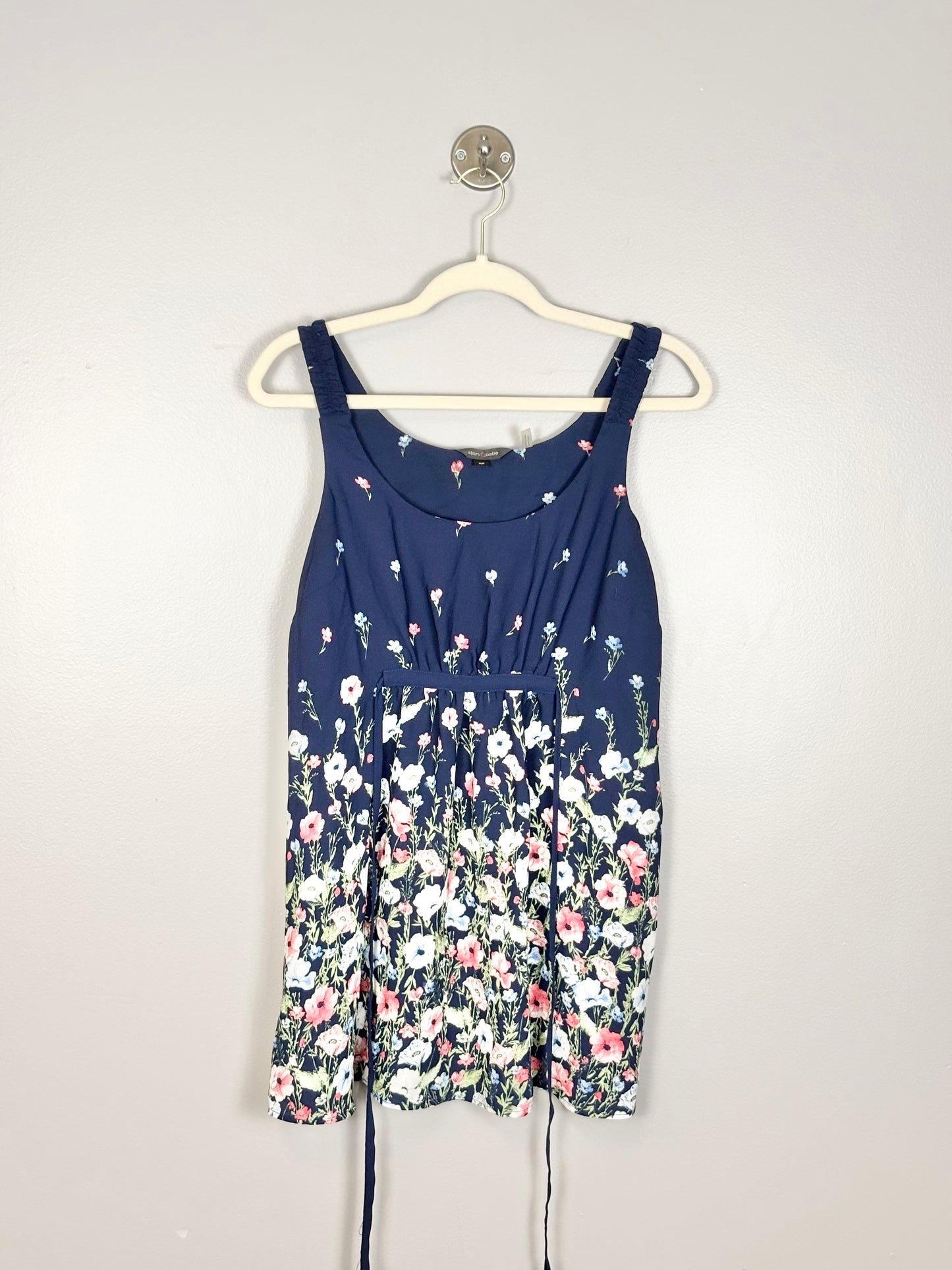 M - Stork & Babe Navy Fade to Florals Blouse