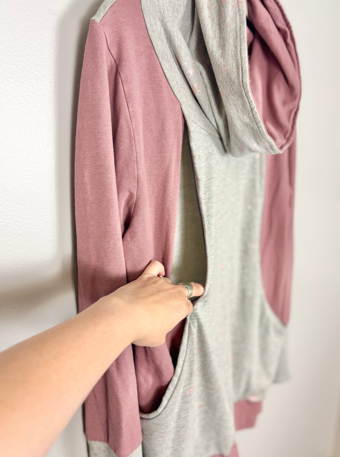 XL - Holler Creations Pink Stars Cowl-Neck Nursing Sweatshirt