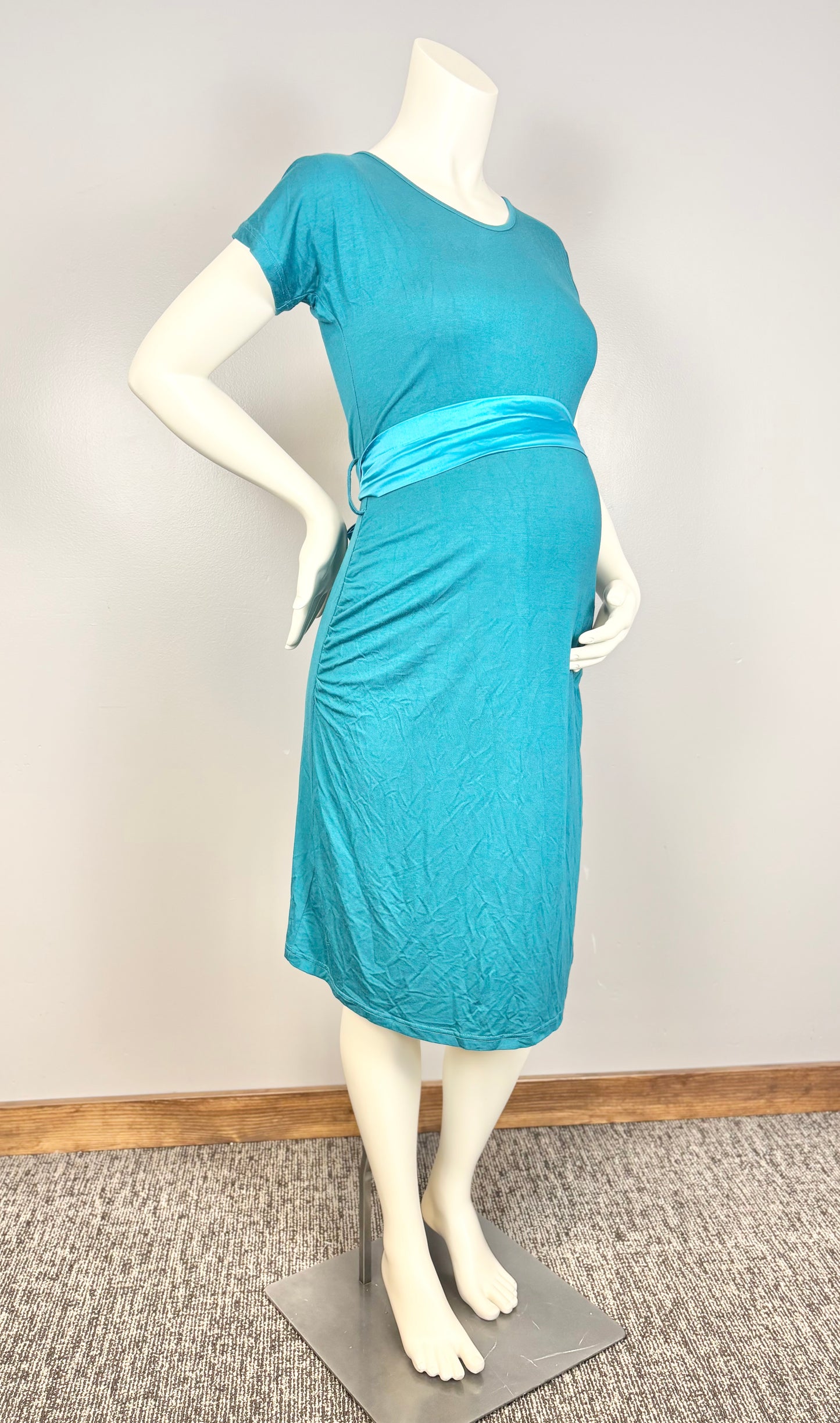 S - Modern Mommy Teal Dress