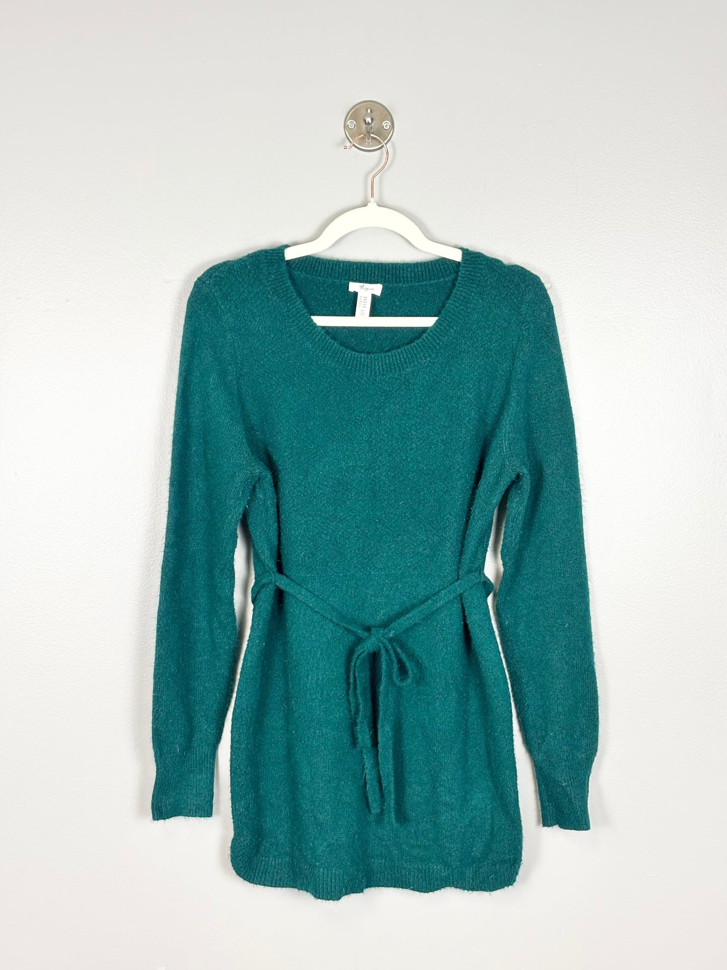 M - Thyme Tie-Waist Emerald Green Sweater