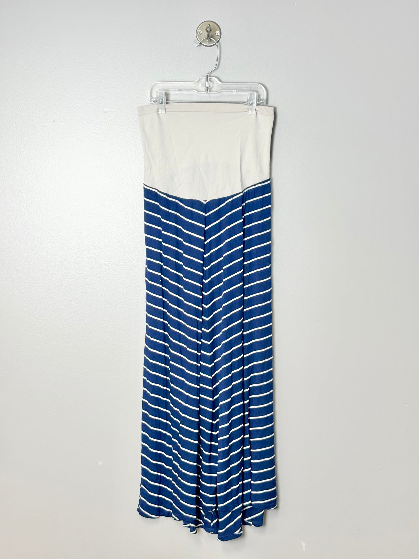 L - Bump Start Navy Chevron Maxi Skirt