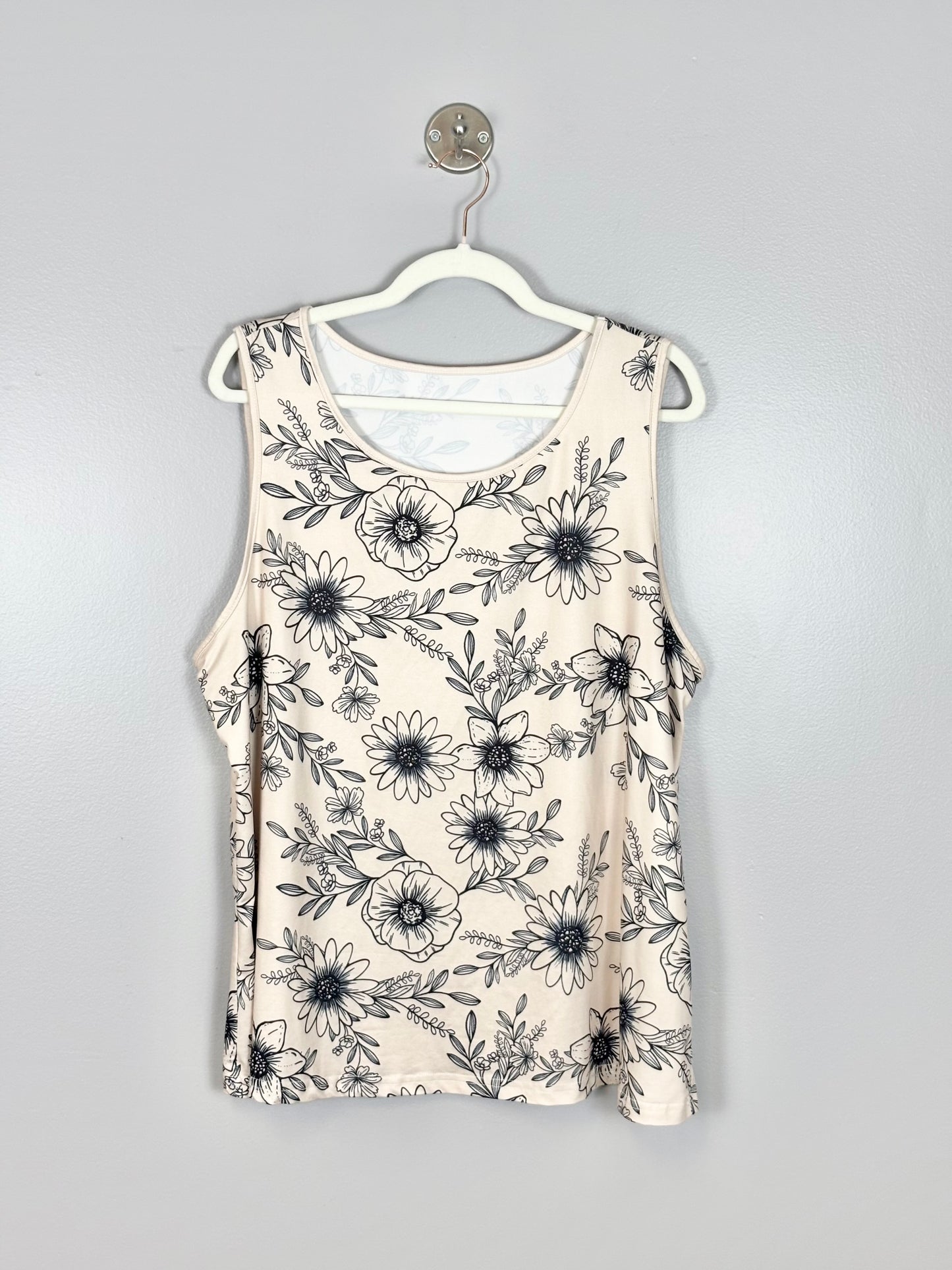 XL - SHEIN Cream Floral Tank