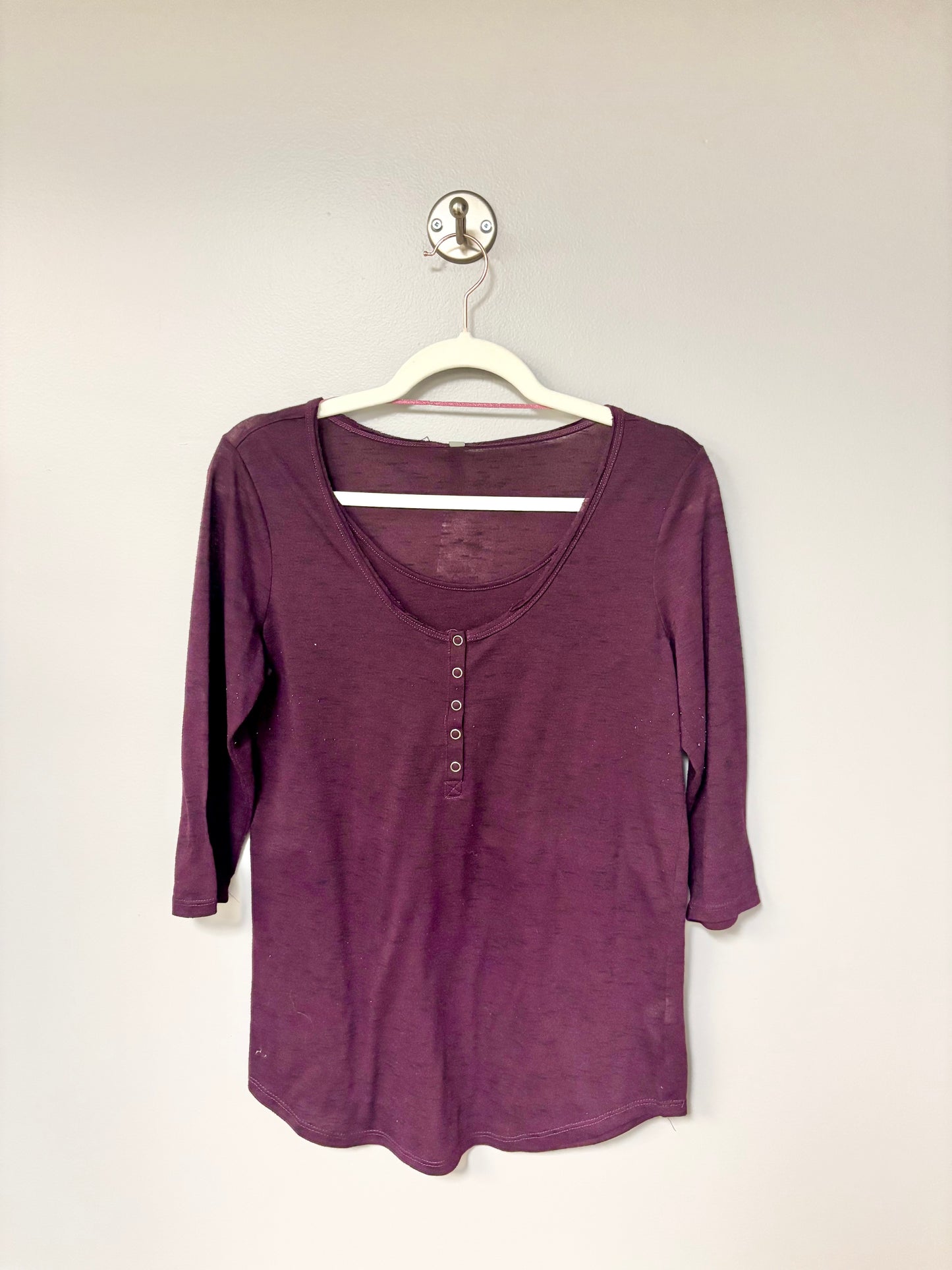 M - Thyme Plum 3/4 Sleeve Nursing Shirt