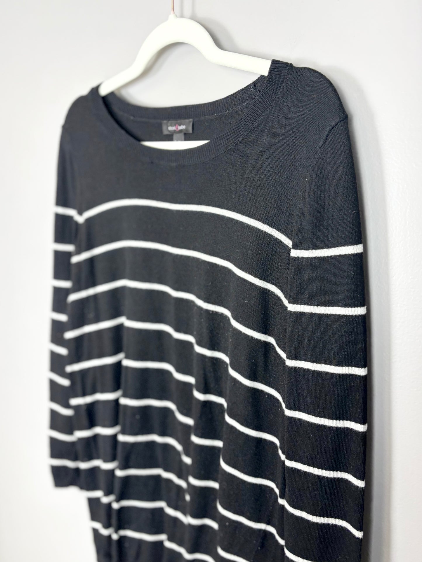 M - Stork & Babe Striped Maternity Sweater