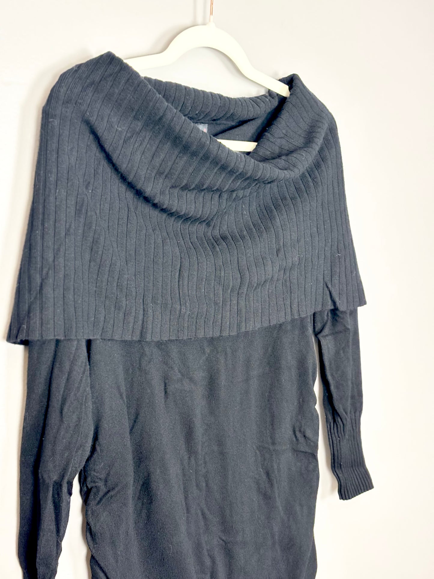 M - Stork & Babe Black Cowl Sweater
