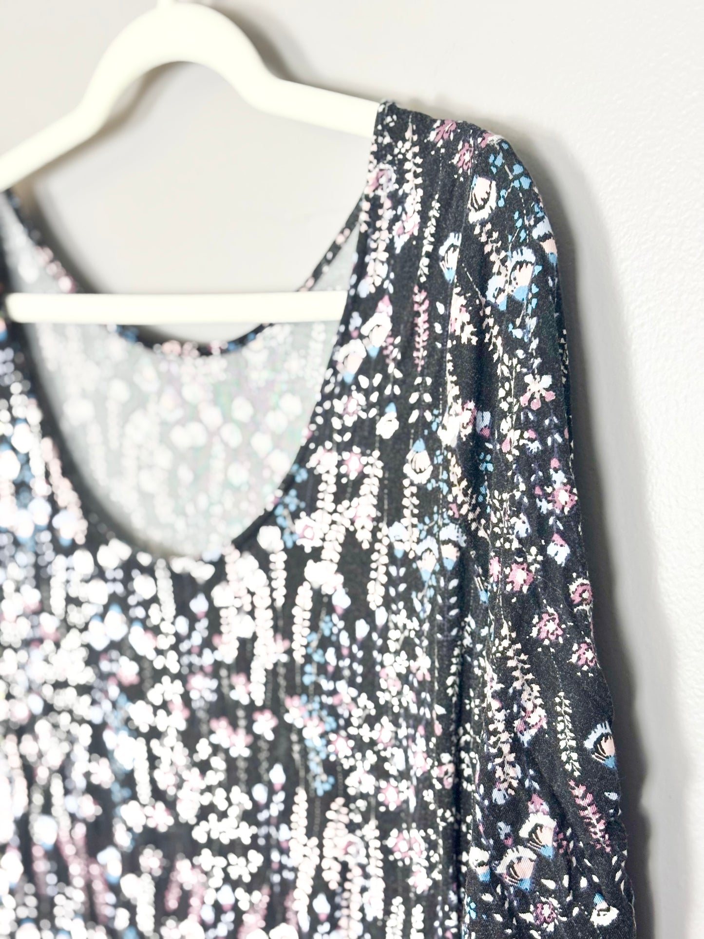 L - Unknown Brand Black Floral Maternity Shirt