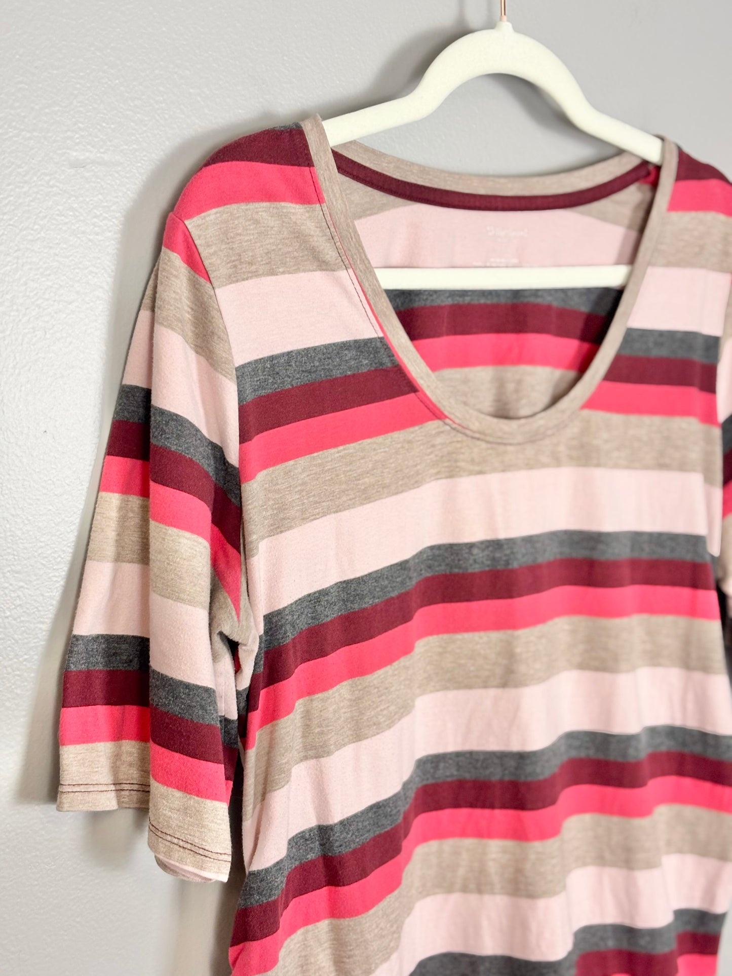 XL - Motherhood Pink Striped 3/4 Sleeve Top