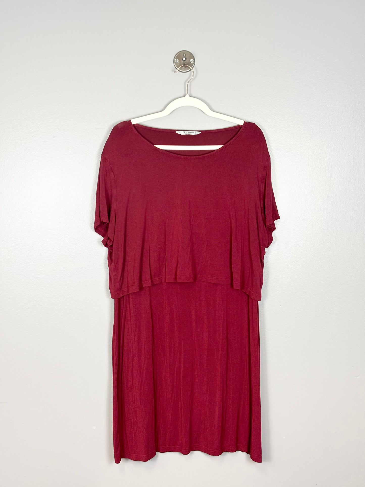 XXL - Ekoauer Deep Red Nursing Dress