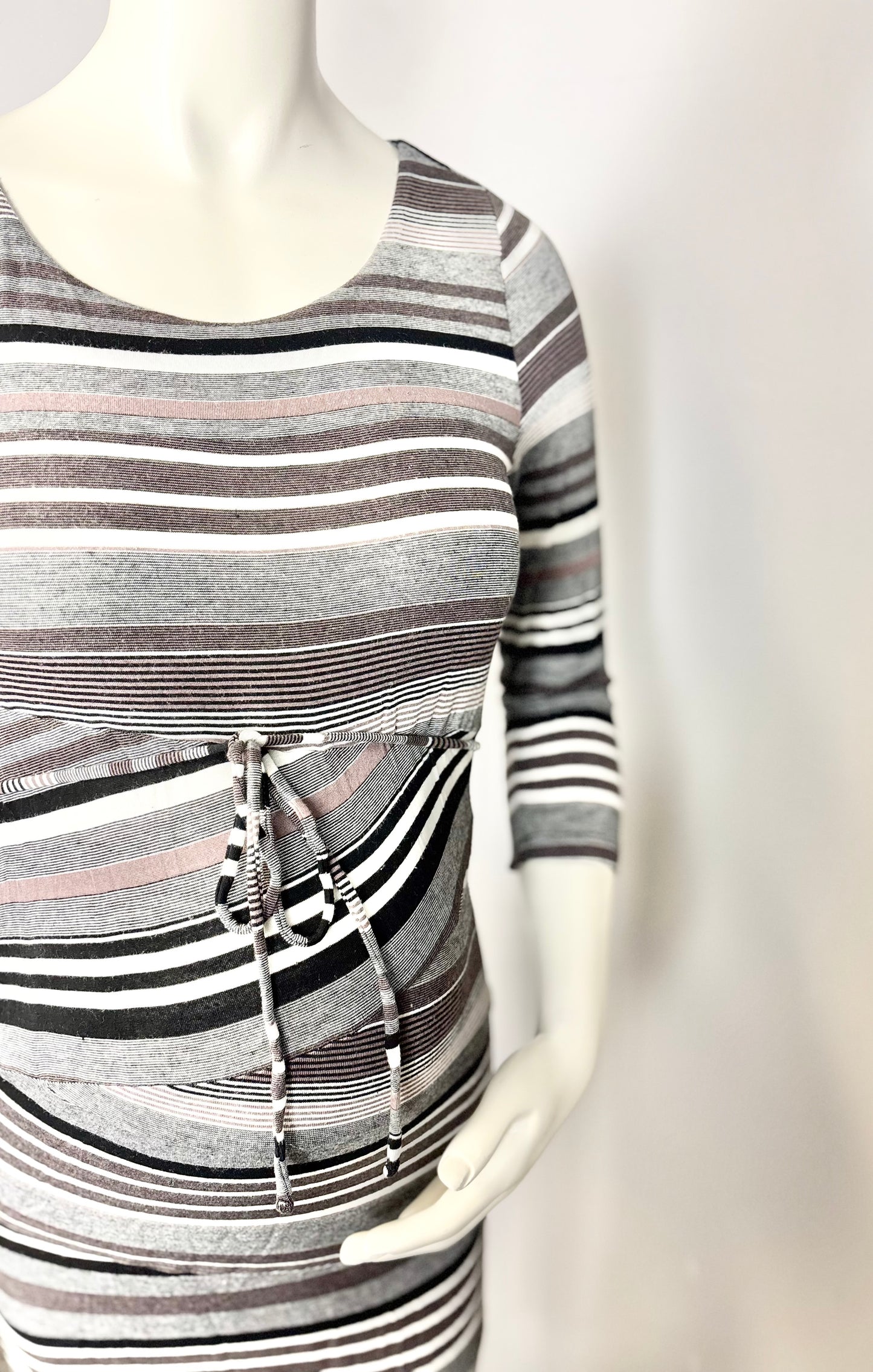 M - Motherhood Mocha Stripe Maternity Dress