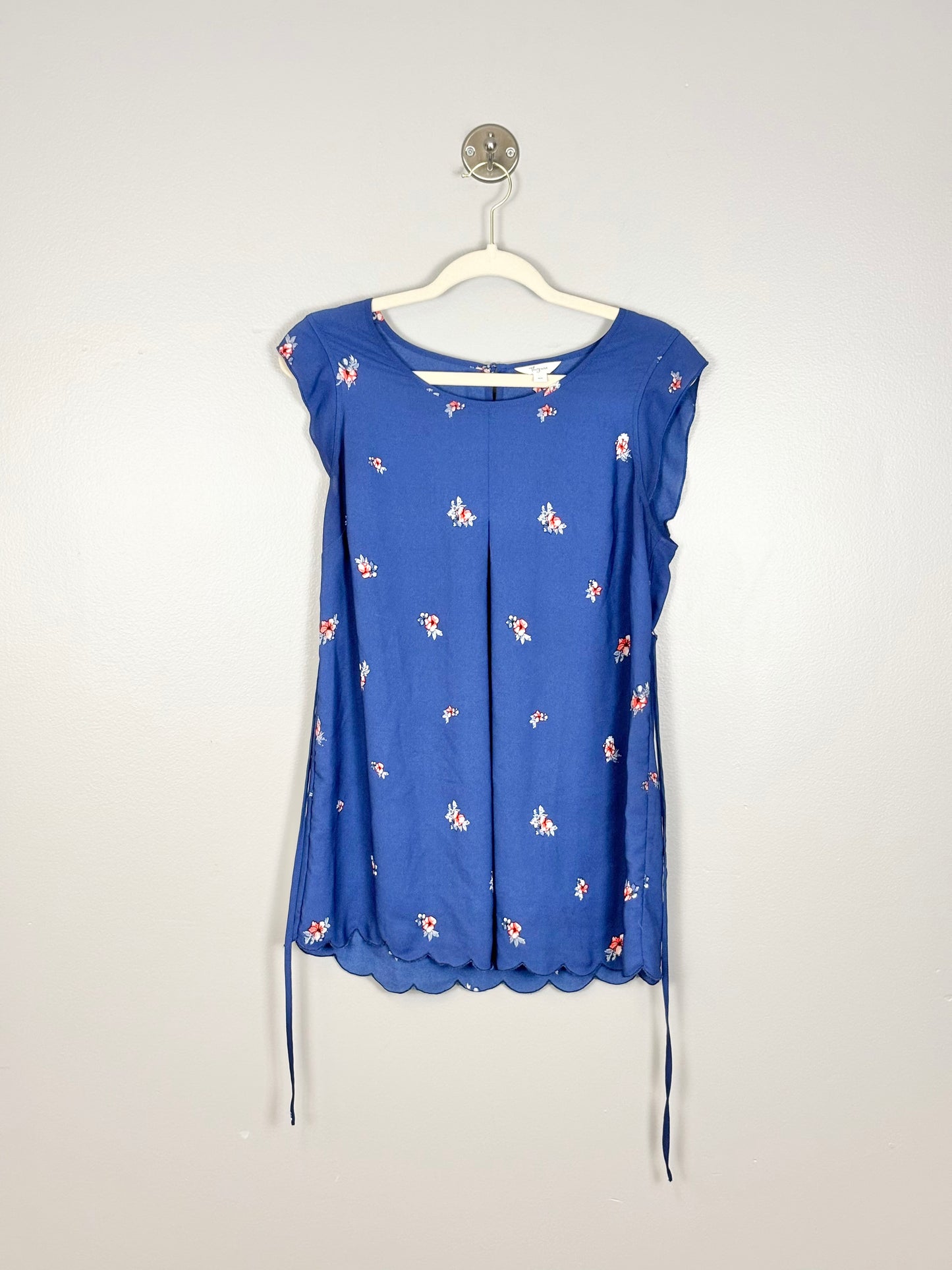 M - Thyme Royal Blue Roses Blouse