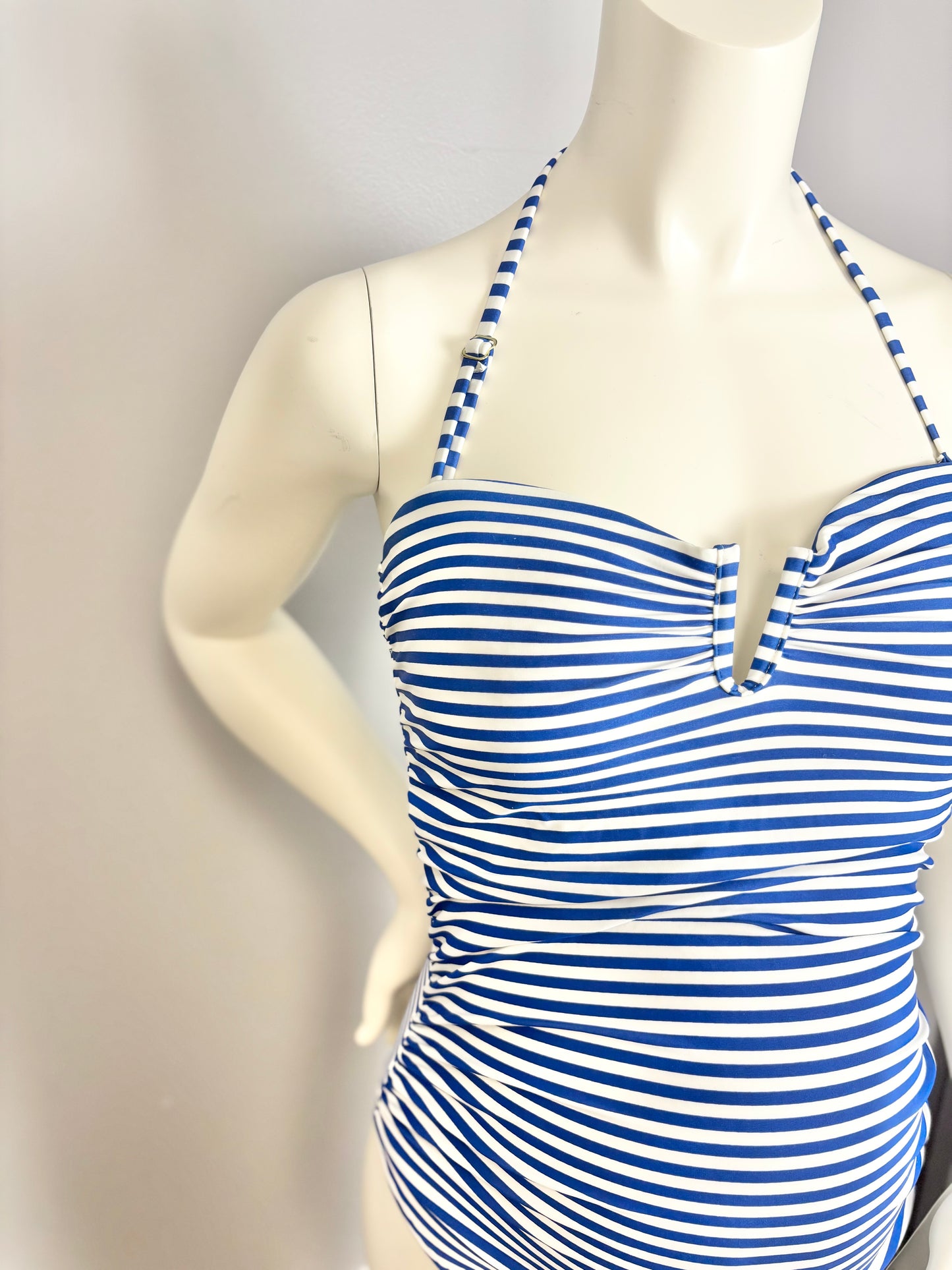 L/Size 12 - George Blue Striped One-Piece Swimsuit