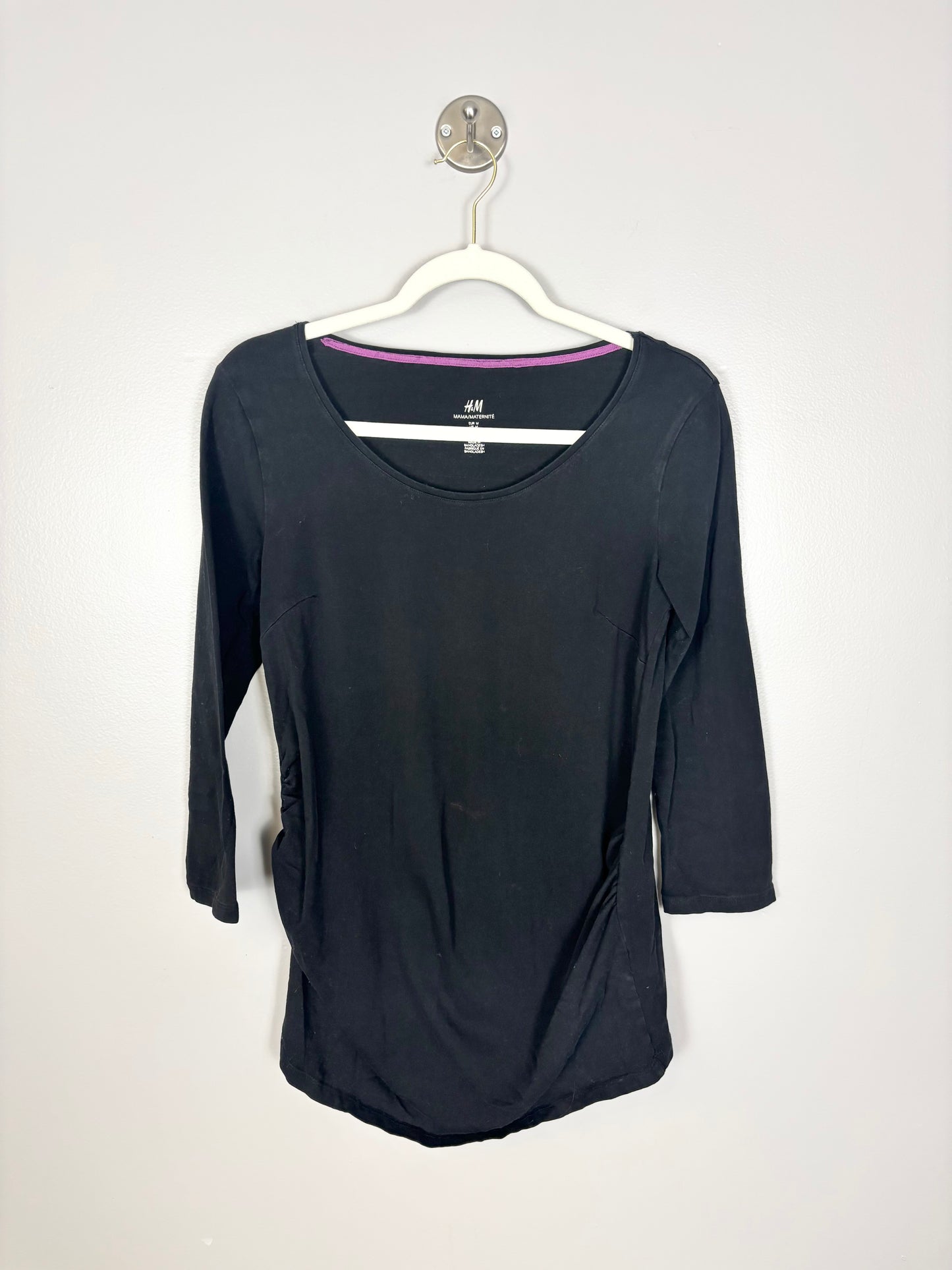 M - H & M 3/4 Sleeve Black Fitted Tee