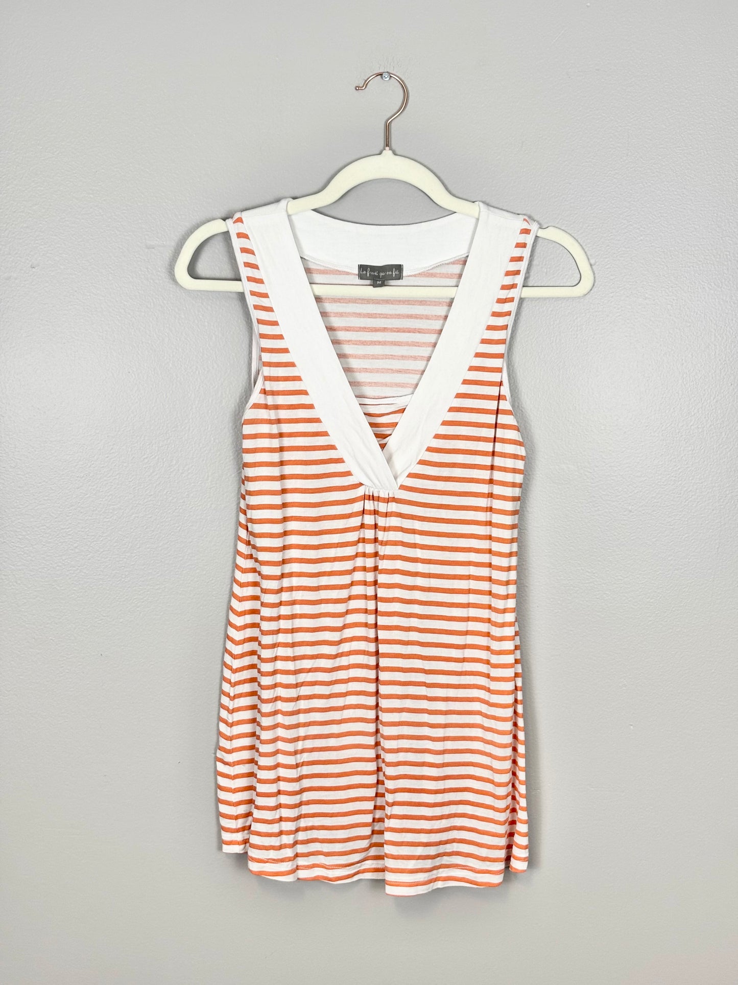 M - Le Fruit Peach Stripe Nursing Tank