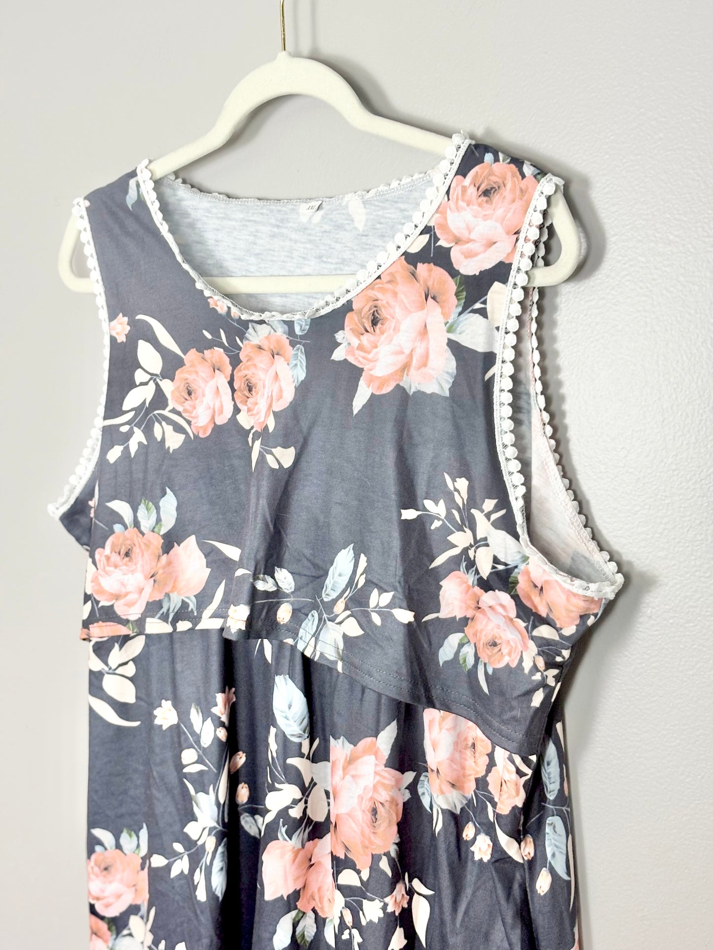 XXL - Unknown Brand Navy Floral Nursing Tank