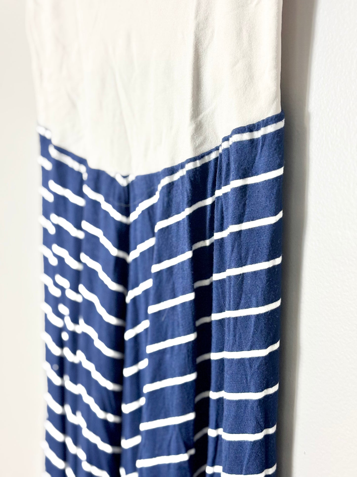 L - Bump Start Navy Chevron Maxi Skirt