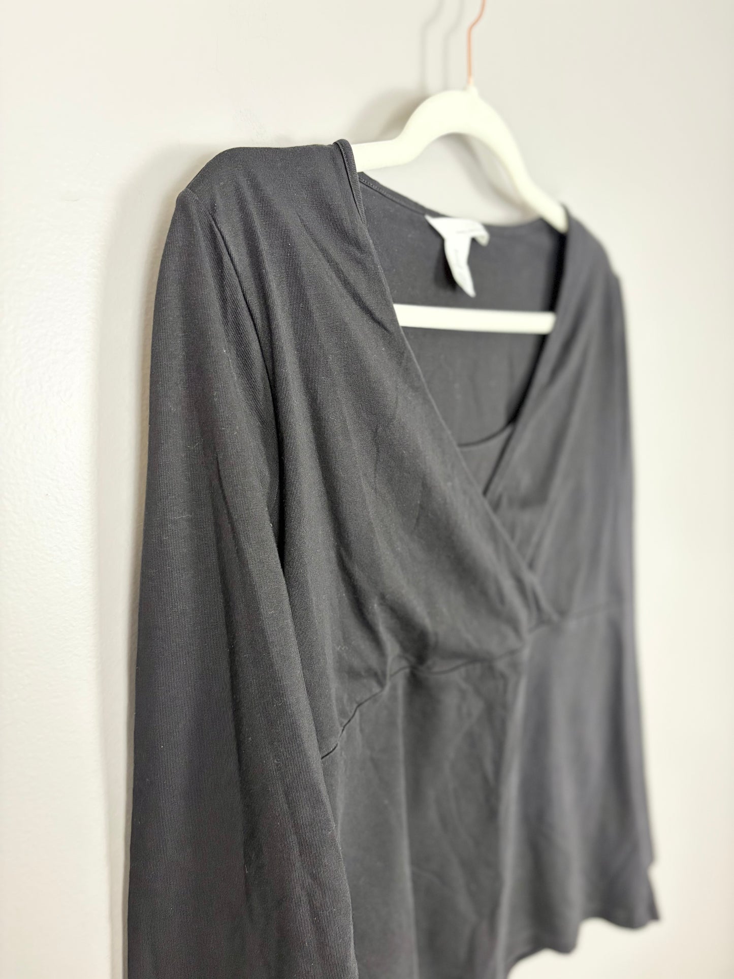 L - H & M Black Long Sleeve Wrap Nursing Top