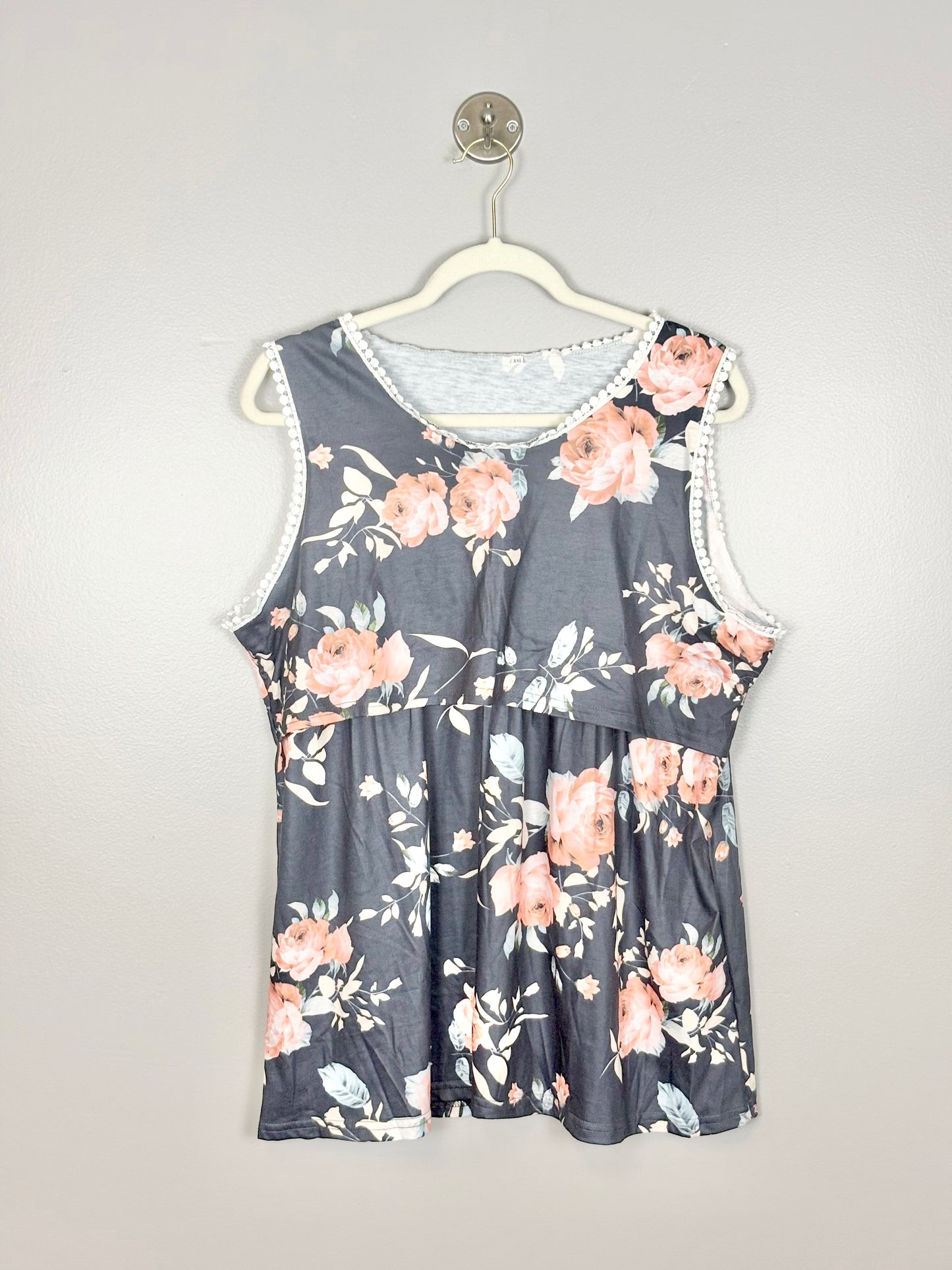XXL - Unknown Brand Navy Floral Nursing Tank