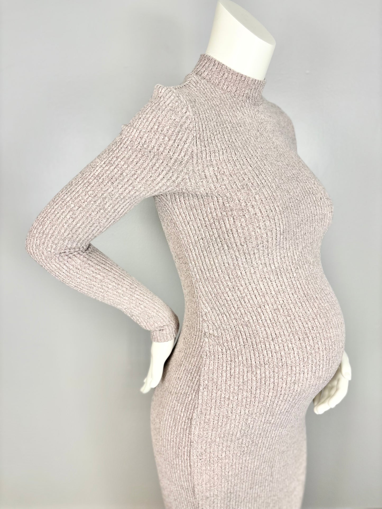 M - SHEIN Soft Pink Ribbed Bodycon Dress