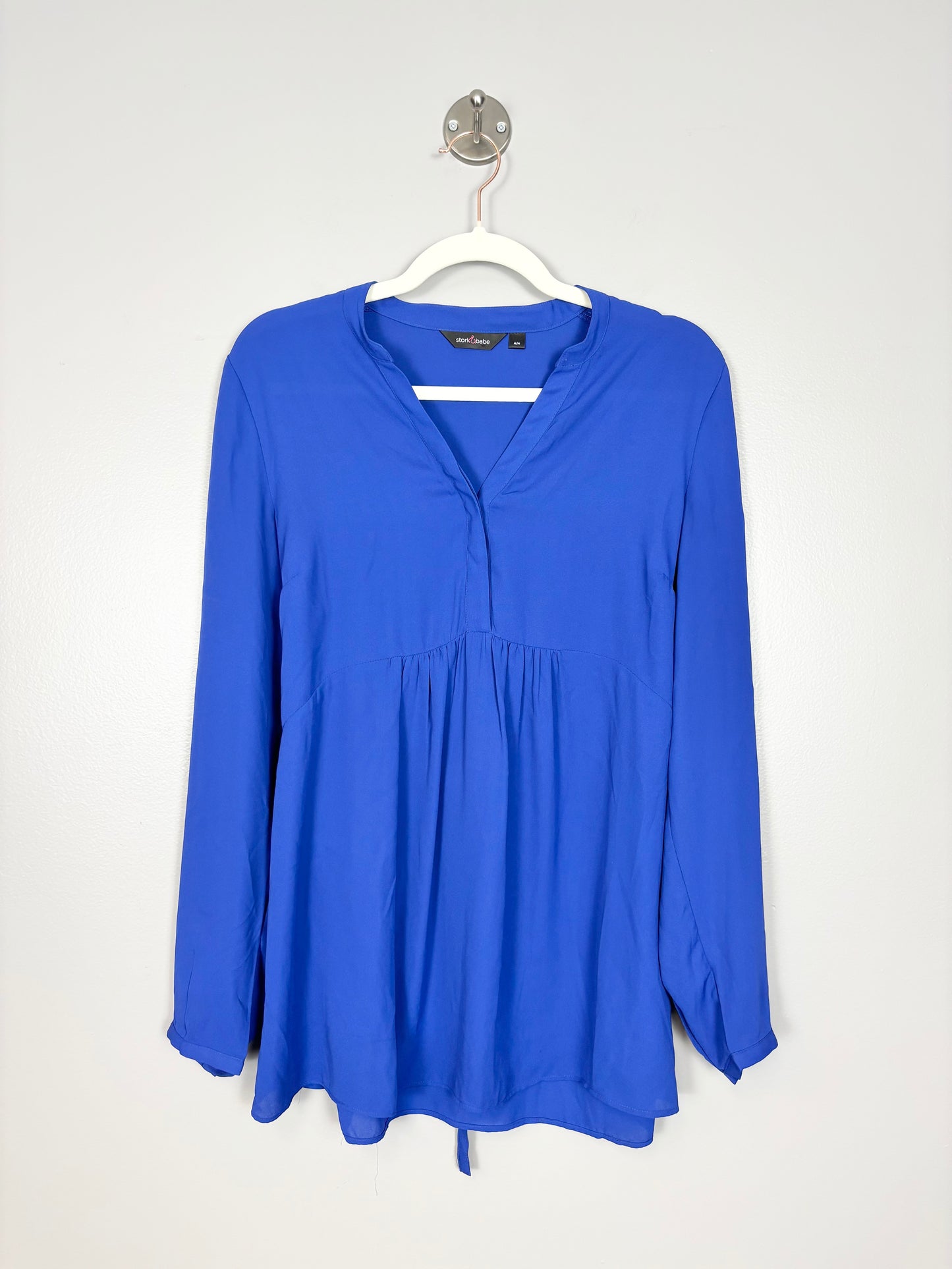 M - Stork & Babe Royal Blue Tie-Back Blouse