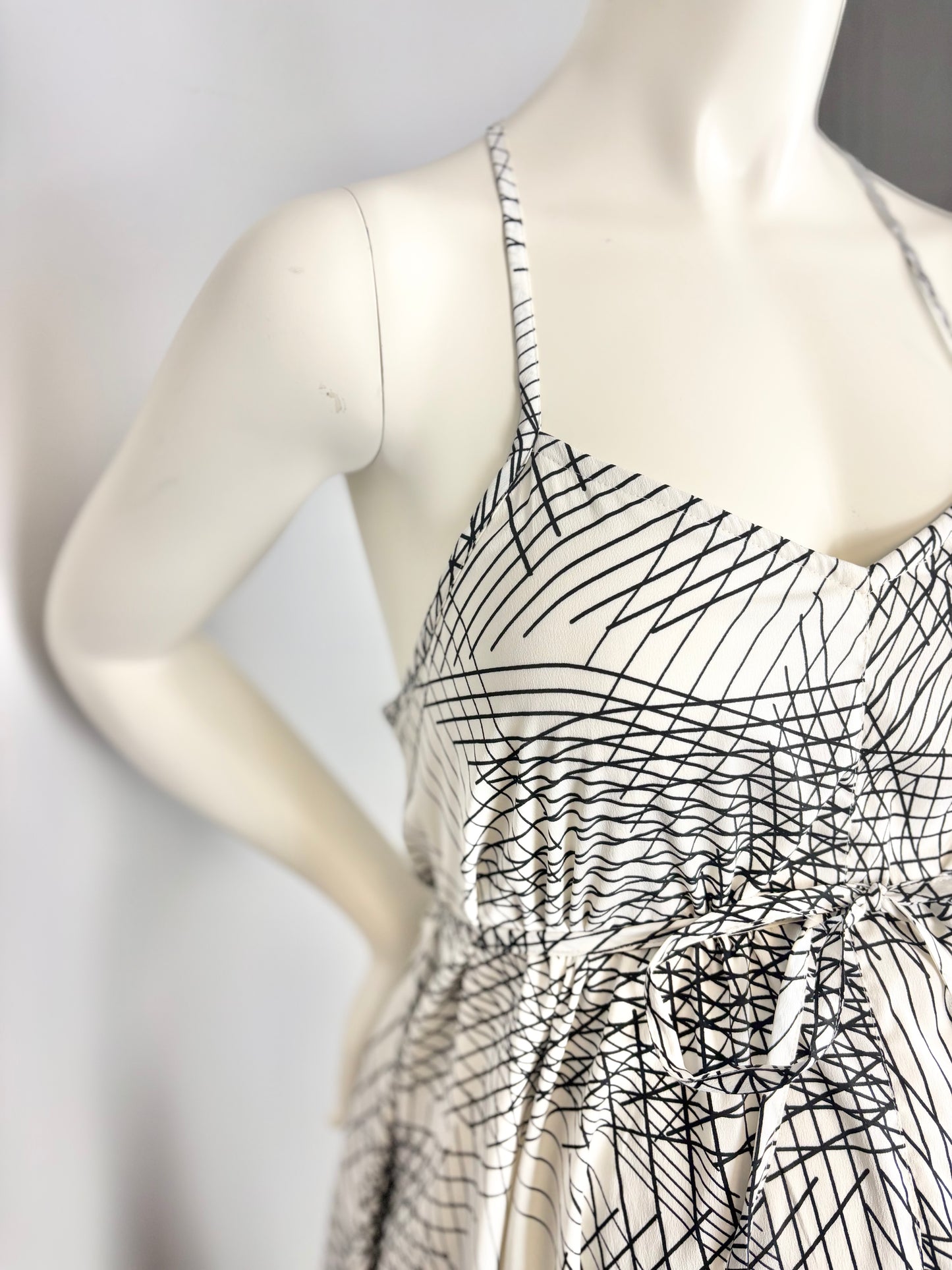 L - Motherhood Abstract Lines Halter Dress