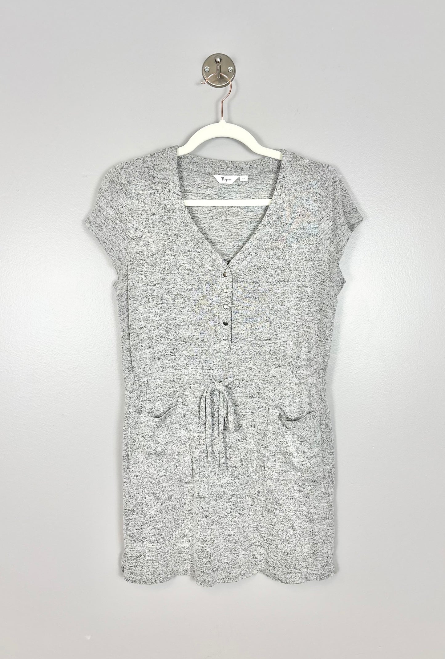 S - Thyme Nursing-Friendly Variegated Grey Shirt