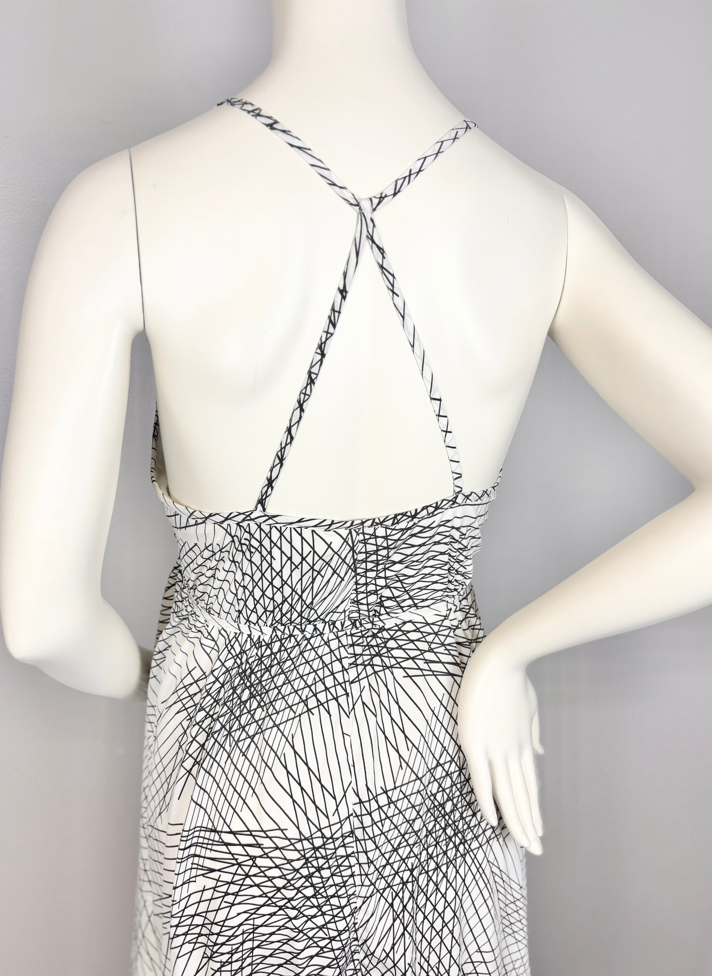 L - Motherhood Abstract Lines Halter Dress