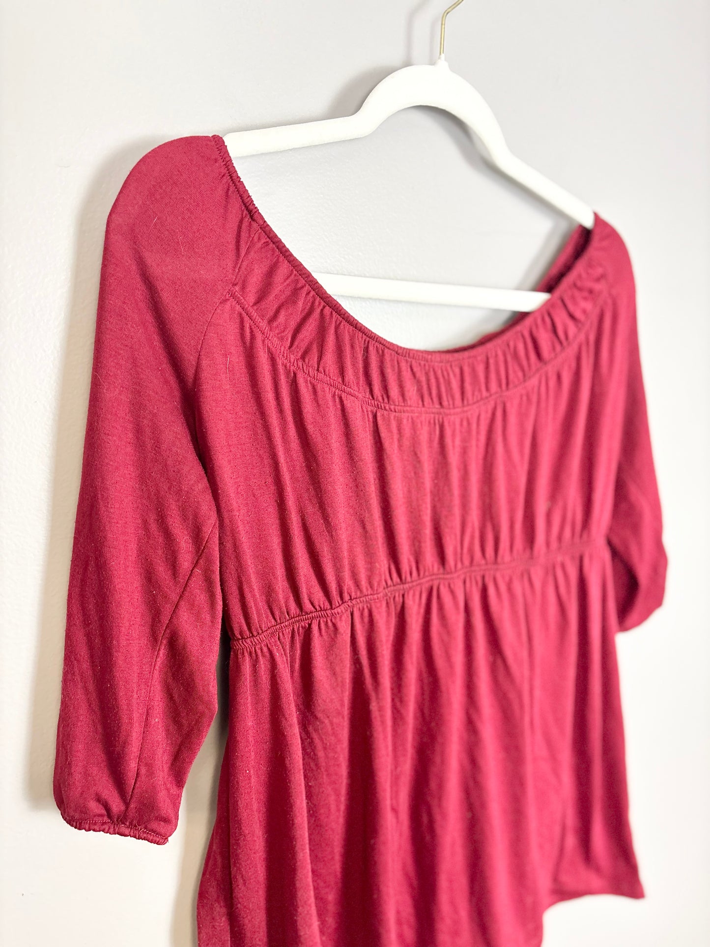 L - Thyme Cranberry Empire-Waist Blouse