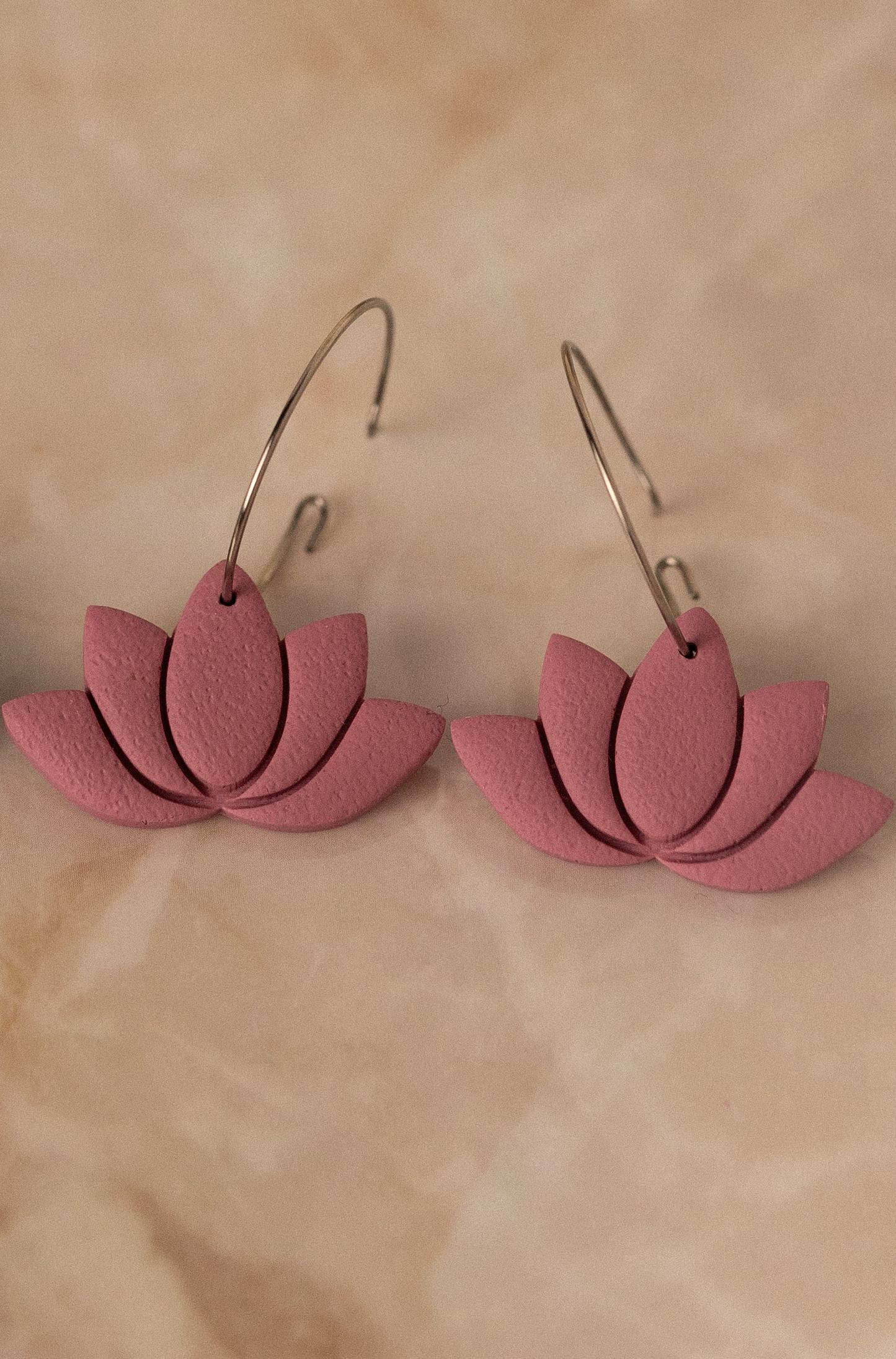 Prairie Rose Clay - Pink Water Lily Earrings