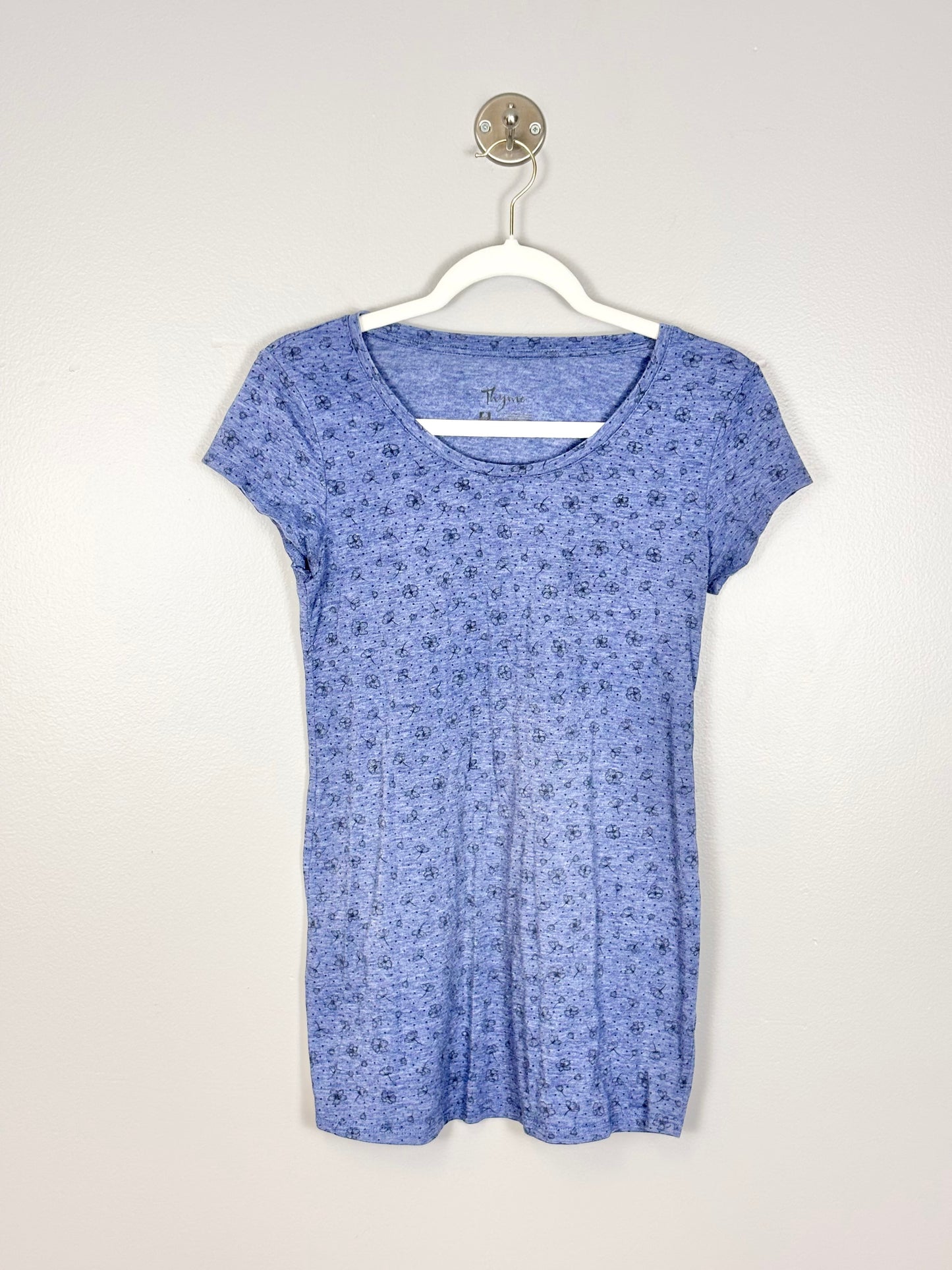 S - Thyme Blue Tiny Florals Fitted Shirt