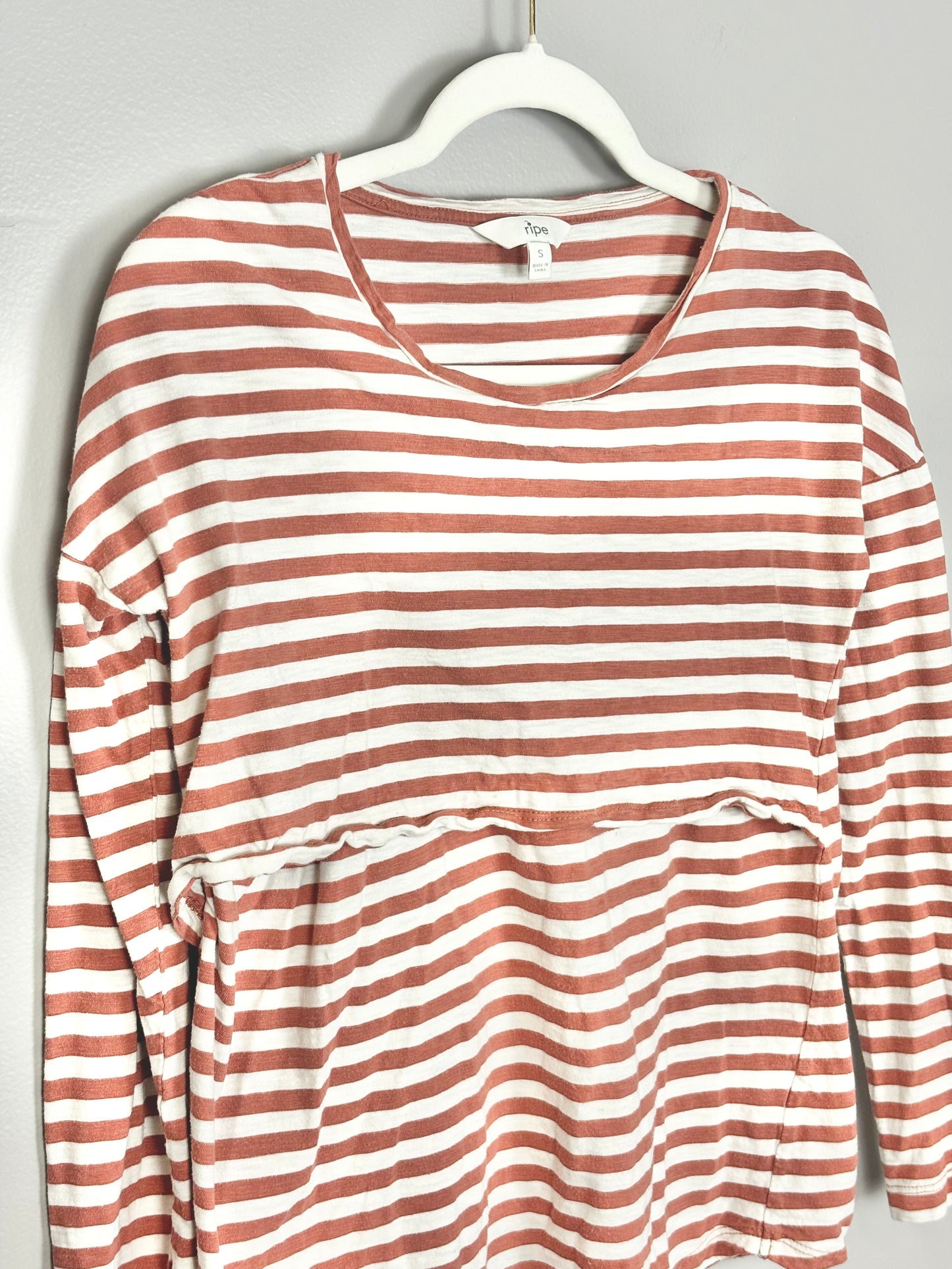 S - Ripe Orange Stripe Nursing Shirt