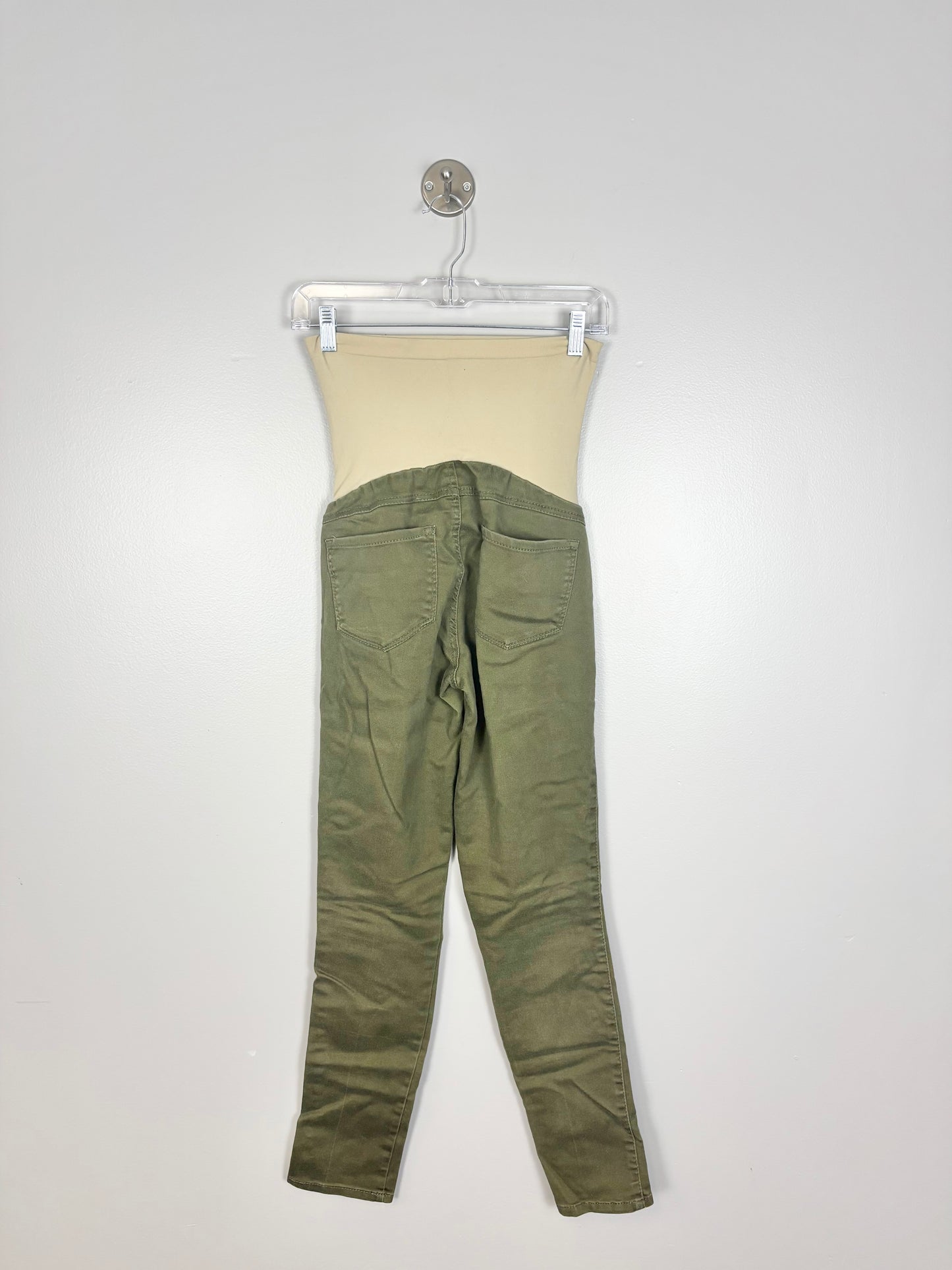 S - Indigo Blue Olive Green Skinny Denim