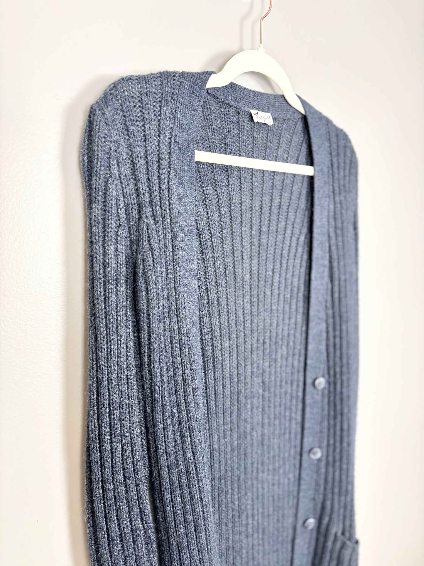 M - Thyme Long Charcoal Cardigan